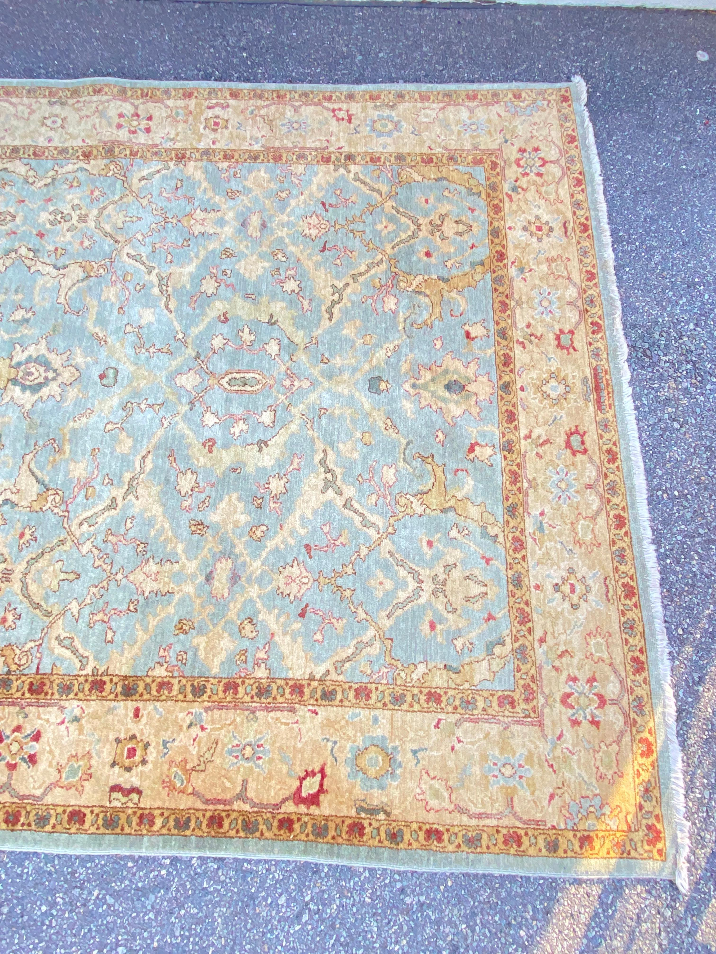 Indian Hand Tufted Sultanabad Wool Area Rug  For Sale