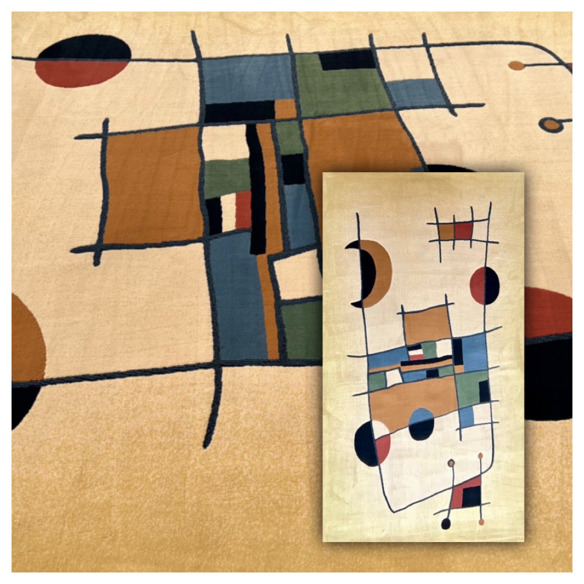 Hand-Tufted Synthetic Rug in the Style of Joan Miró