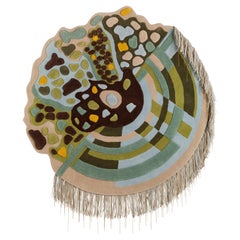 Hand-tufted tapestry, contemporary art, Chameleon and Lichen, Tjitske Storm