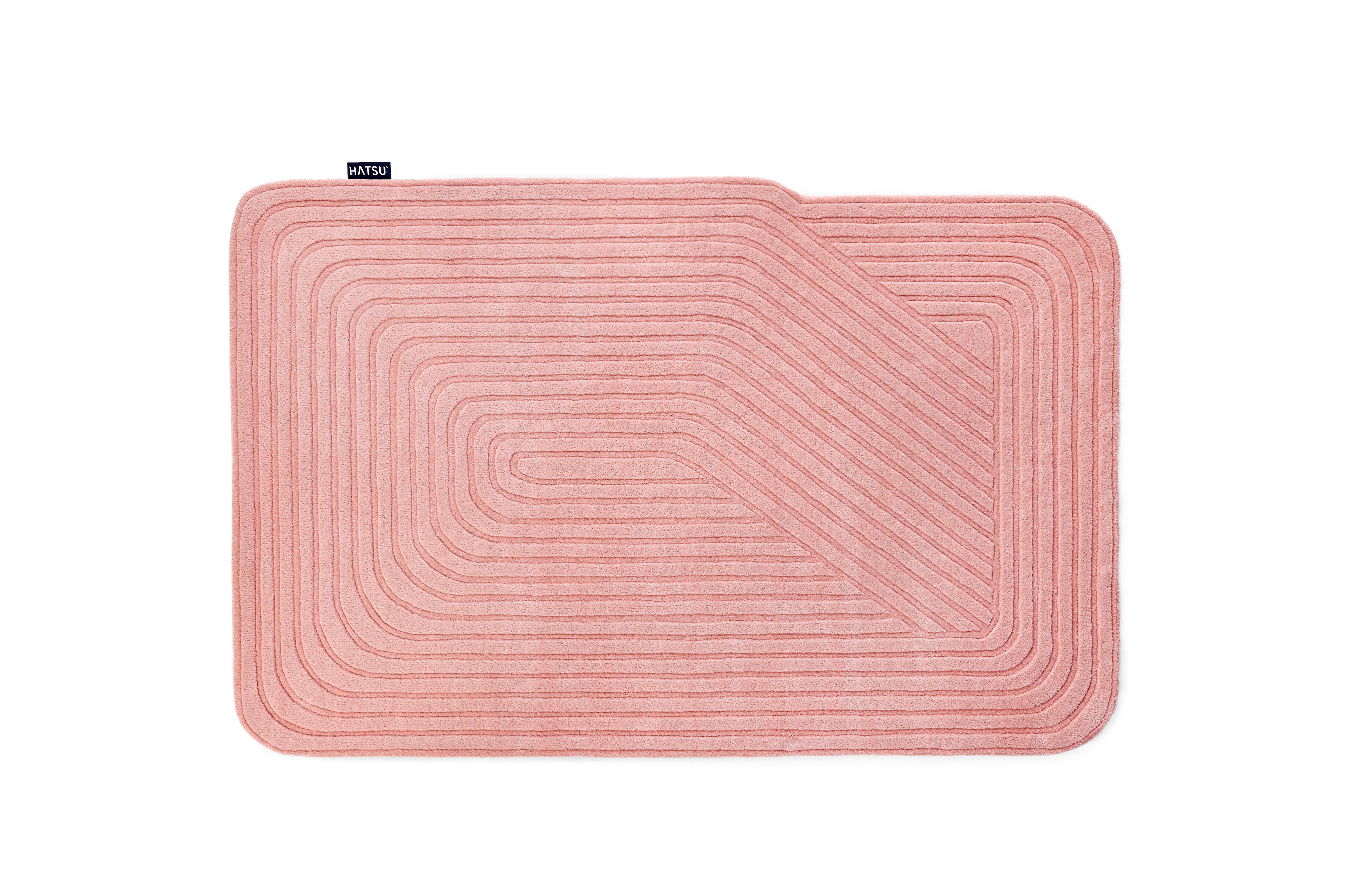 Indian Hand Tufted Uneven Pink Rug by Hatsu For Sale
