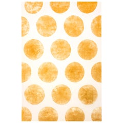 Hand Tufted Wool and Silk Rug Made in Spain Mustard and White Polka Dots