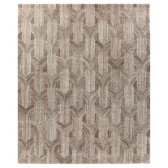 Alfombra de lana y viscosa tejida a mano en gris y blanco, diseño abstracto moderno