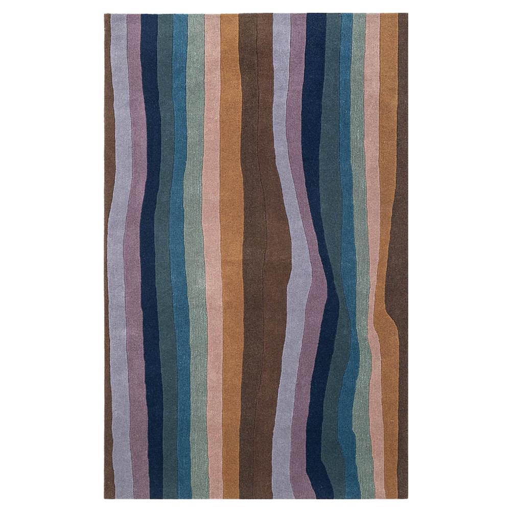  Tapis tufté à la main en laine et viscose à rayures irrégulières - 5'x8'