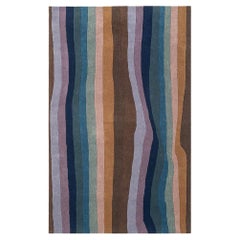  Handgetufteter Teppich aus Wolle und Viskose mit unregelmäßigen Streifen - 5'x8'