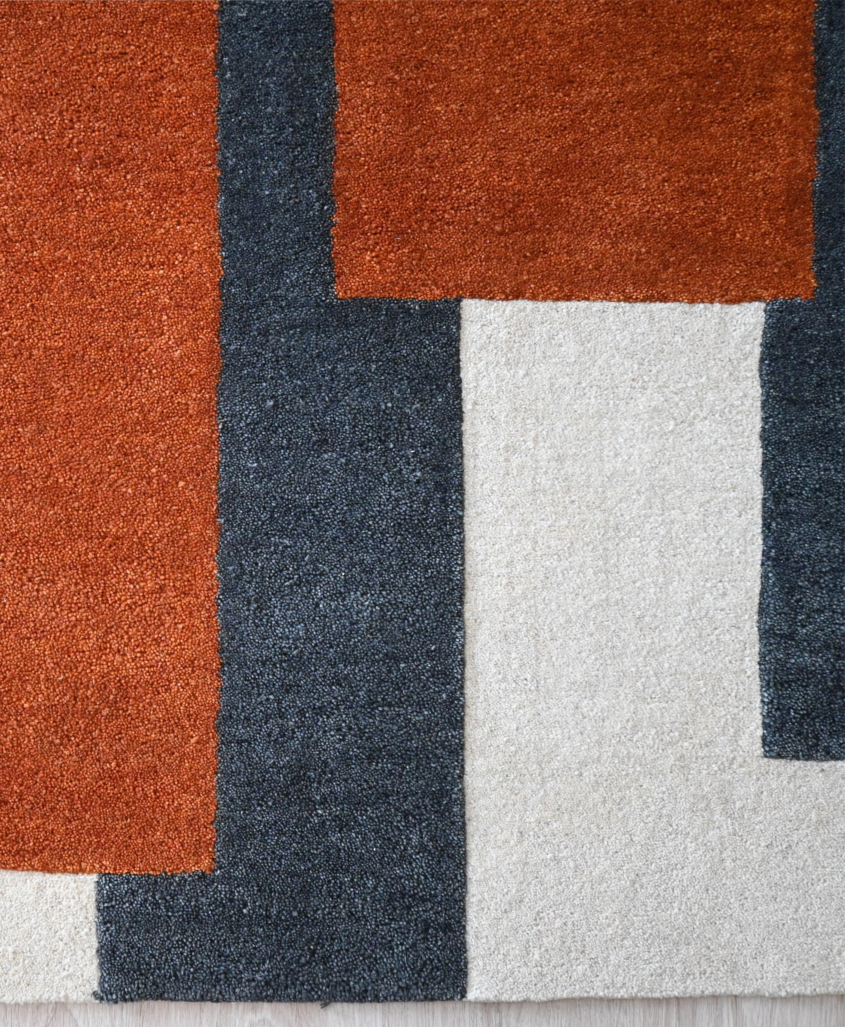 Tappeto in lana trapuntata a mano, Boston Design - Stile contemporaneo, 9 x 12 piedi In condizioni Nuovo in vendita a MADRID, ES