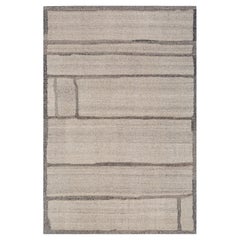 Alfombra de lana tejida a mano en gris natural y antracita Diseño abstracto contemporáneo