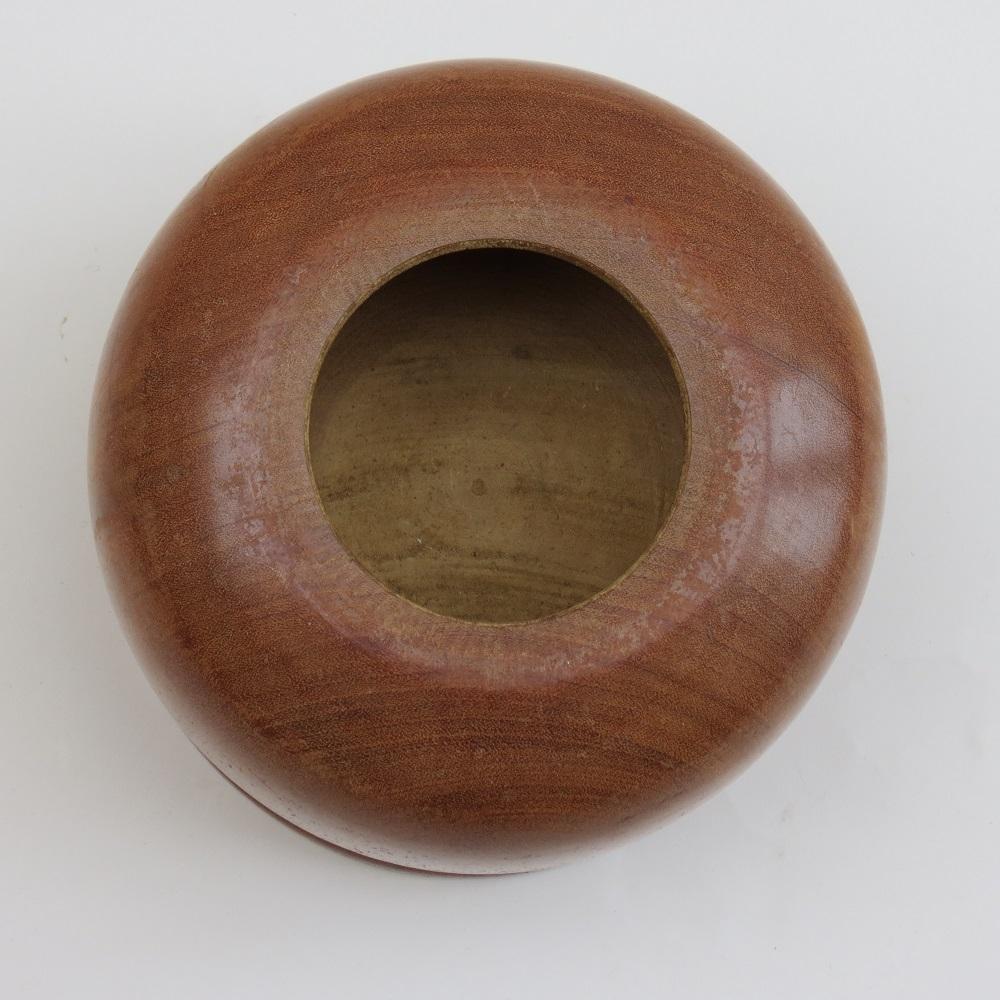 Hand-Crafted Hand Turned Afrormosia Wooden Pot 1950s Signed