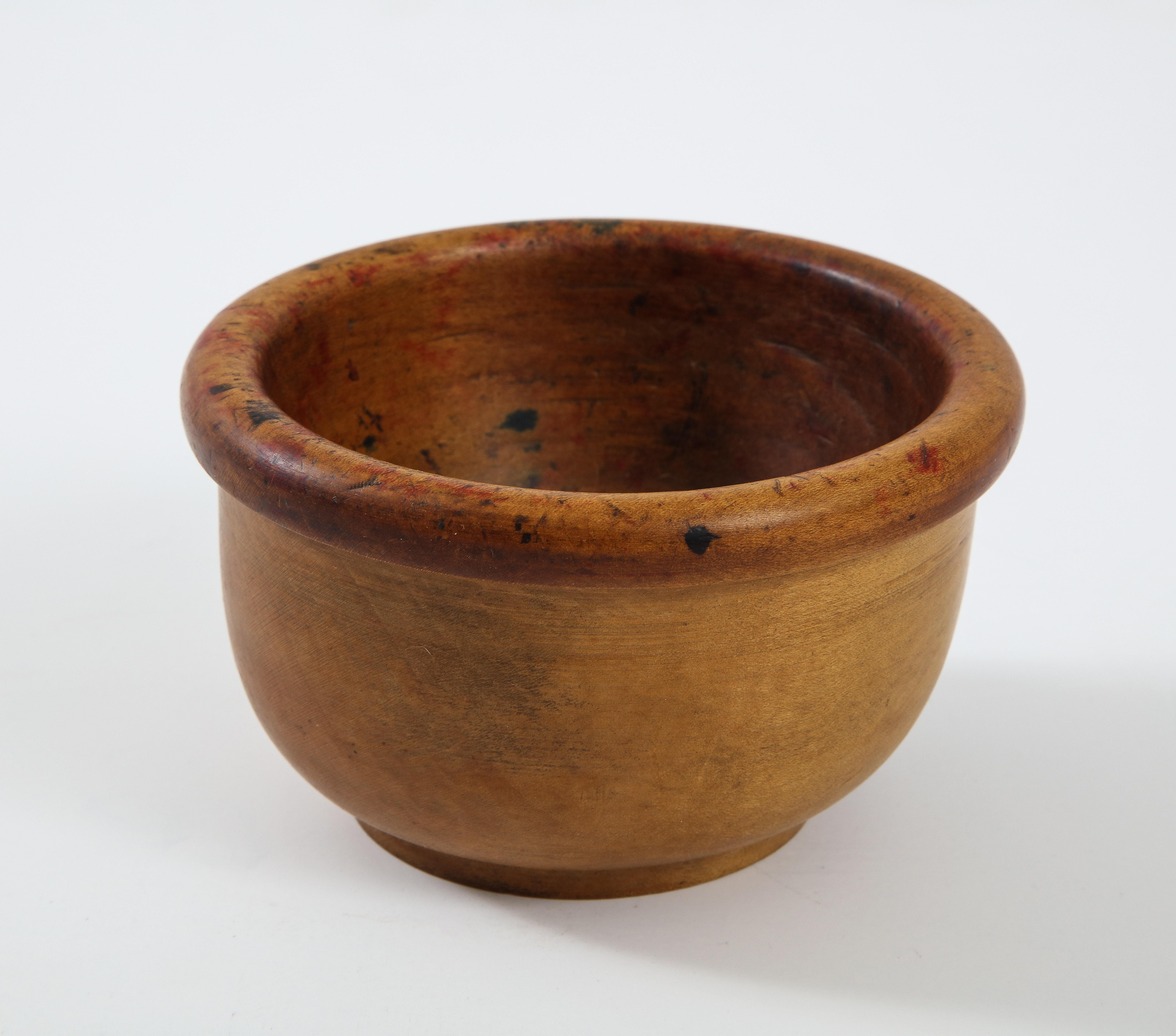 Hand-Crafted Hand-Turned American Wood Bowl with Thick Rim