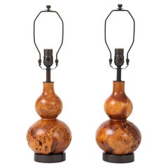 Hand Turned Burl Maple Lamps, Mel