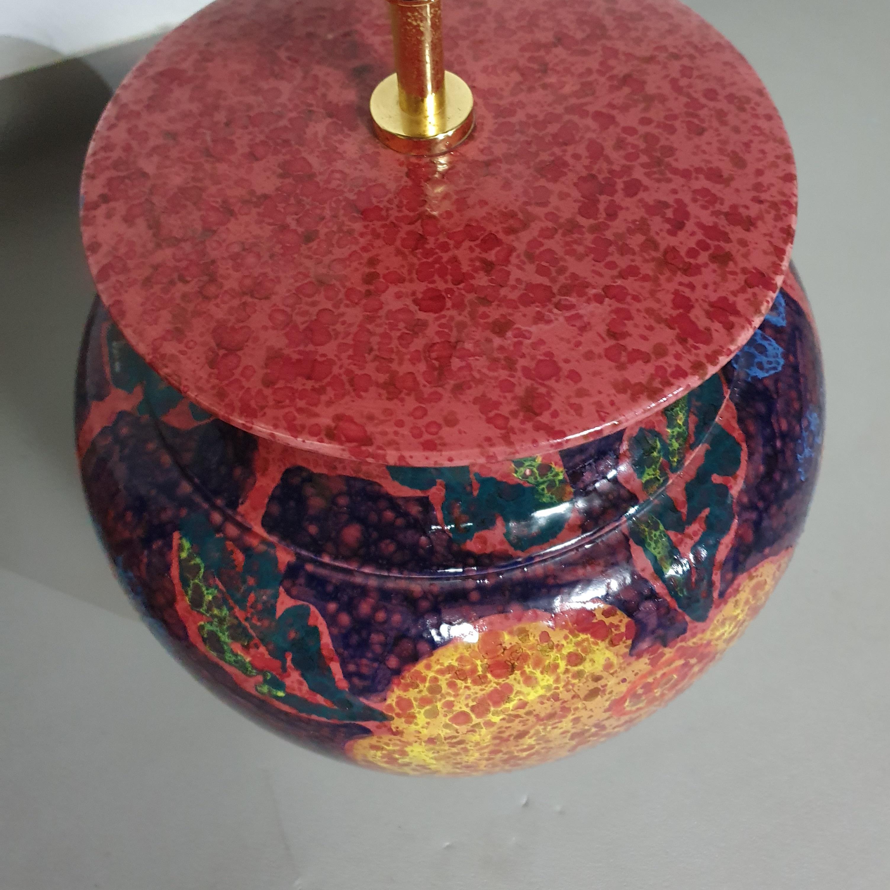Mid-Century Modern Hand - turned ceramic / glazed vase lamp holders 70s  Height 74  For Sale
