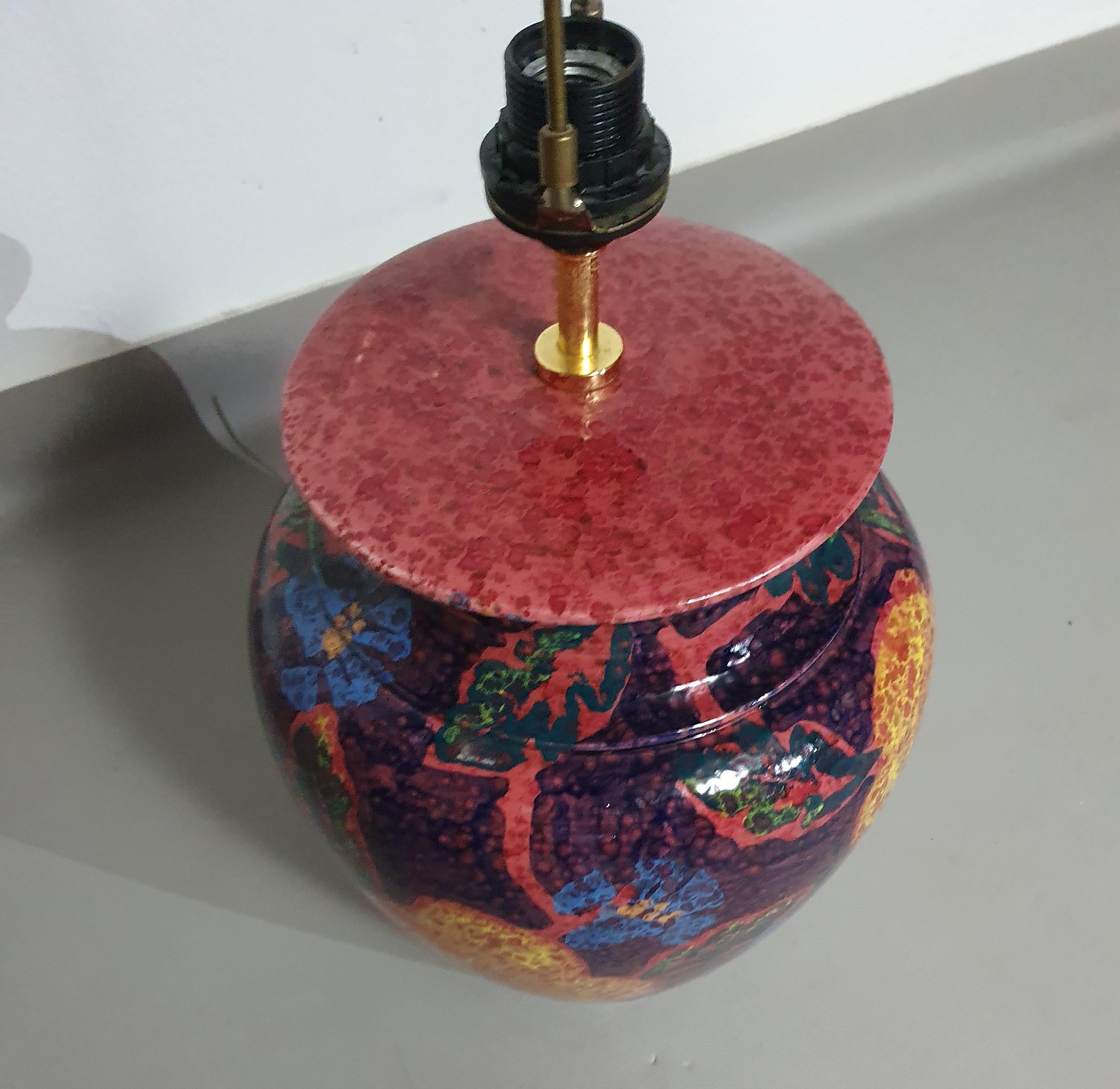 Porte-lampes en céramique / vase émaillé tournés à la main 70s  Hauteur 74  Excellent état - En vente à WEERT, NL
