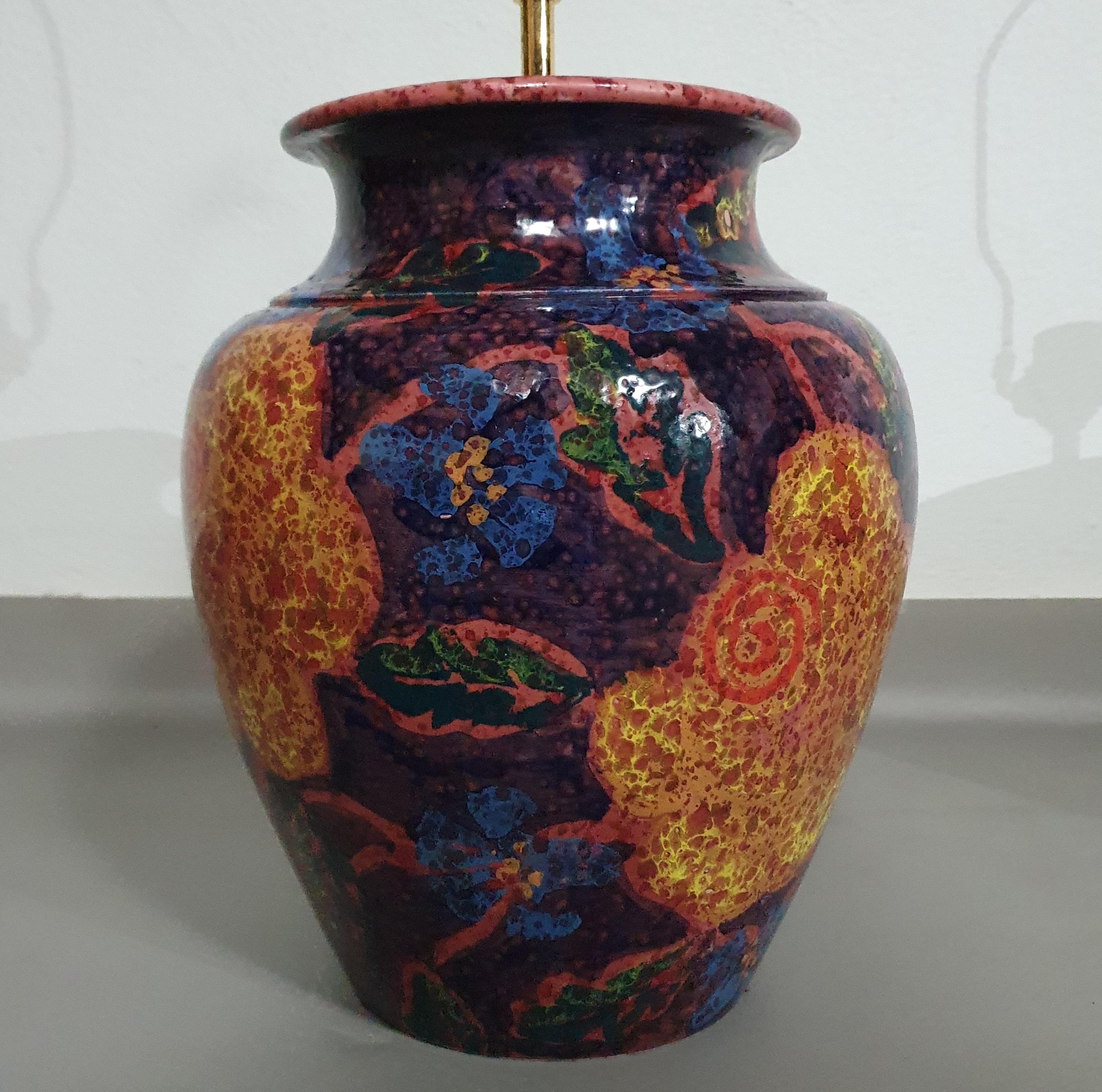 Fin du 20e siècle Porte-lampes en céramique / vase émaillé tournés à la main 70s  Hauteur 74  en vente