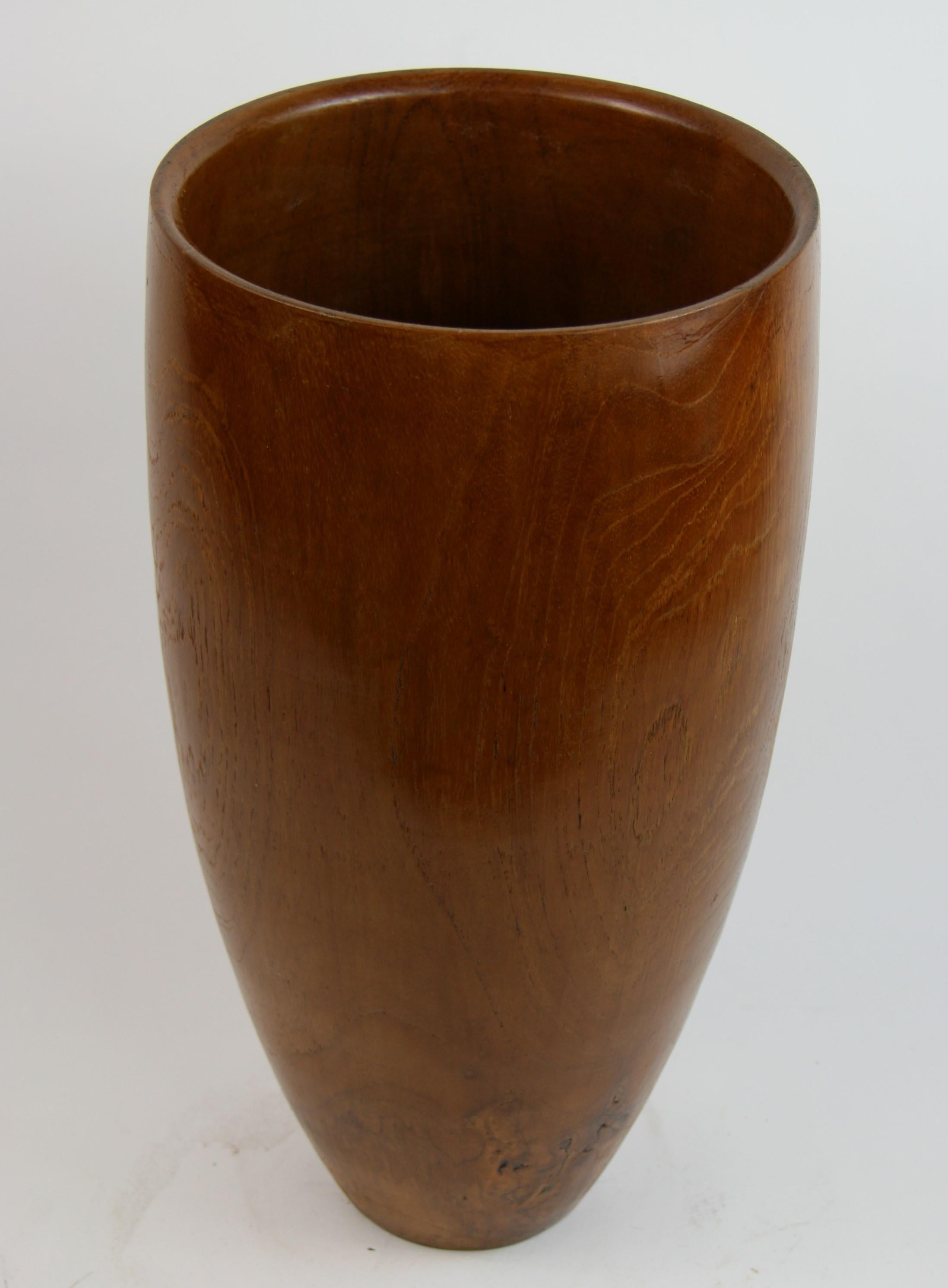 Hardwood Scandinavian Tall Hand-Turned Cherry Wood Vase