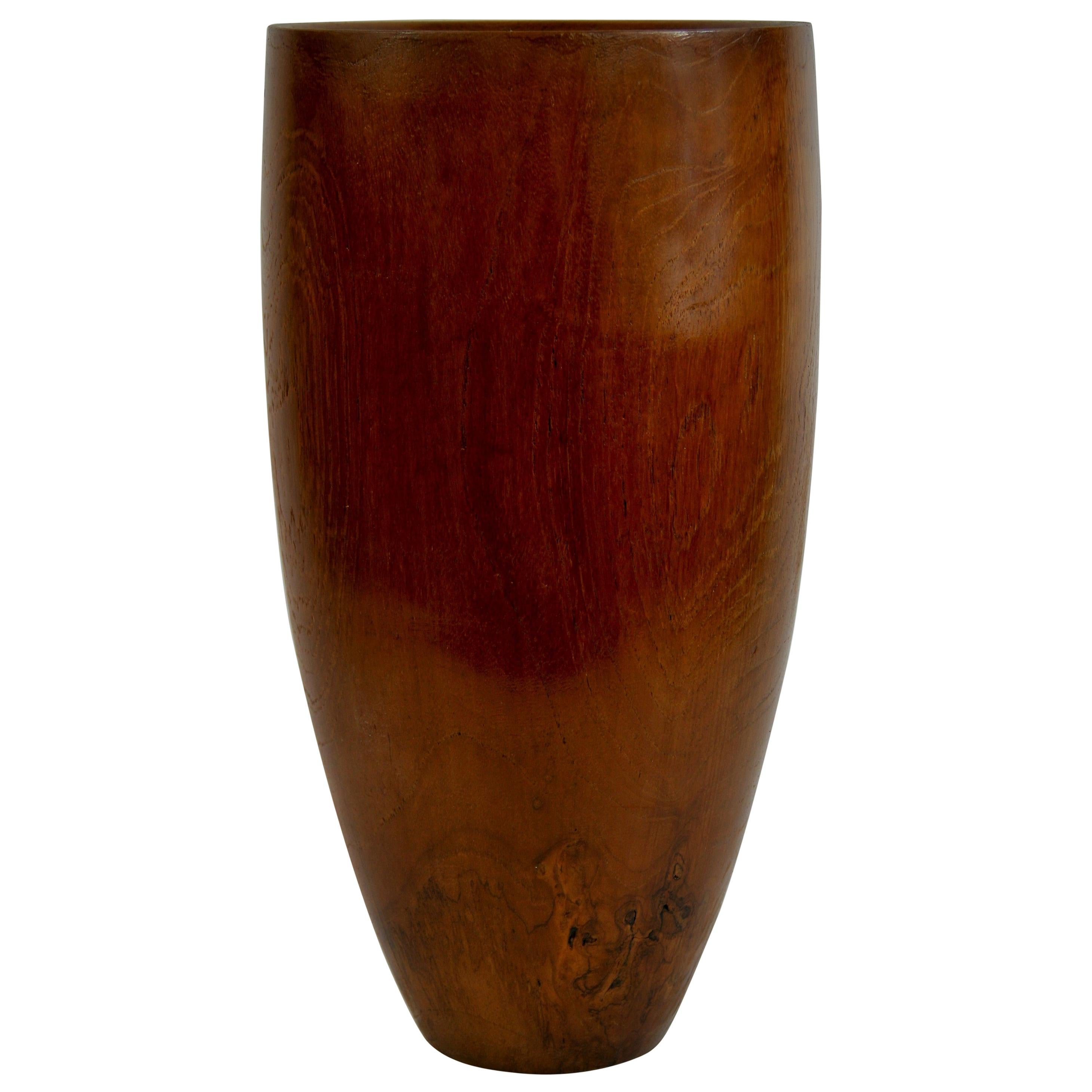 Scandinavian Tall Hand-Turned Cherry Wood Vase