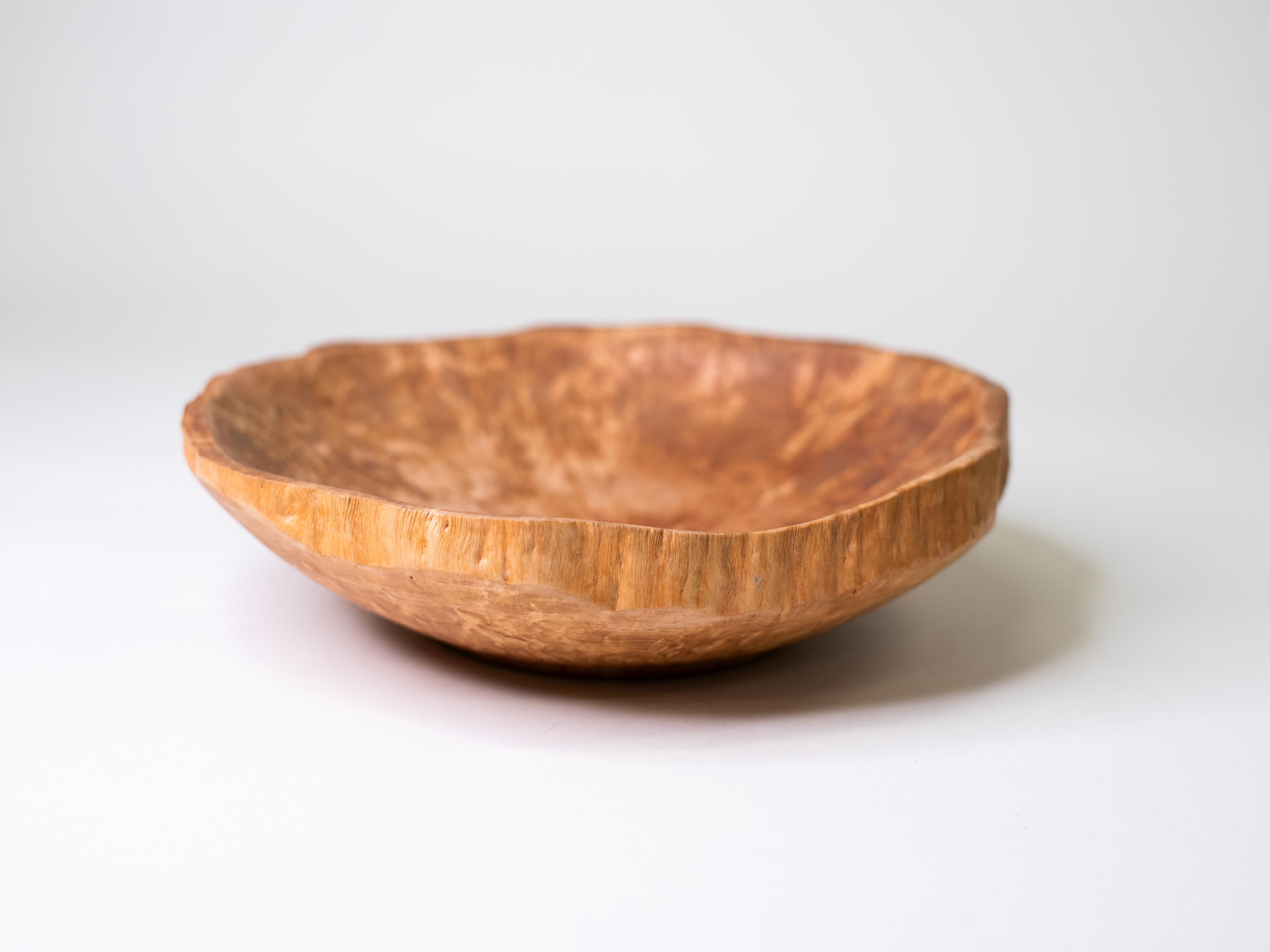 Finnish Hand-Turned Curly Birch Bowl, Finland, 1970s For Sale