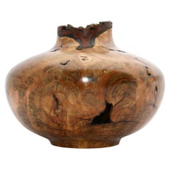 Hand-Turned Maple Burl Wood Natural Edge Vase