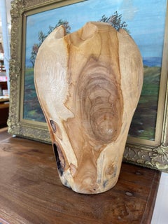 Hand-Turned Natural Edge Wooden Vase with Organic Grain and Knot Details