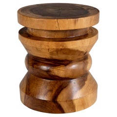 Hand Turned Organic Wood Side Table 