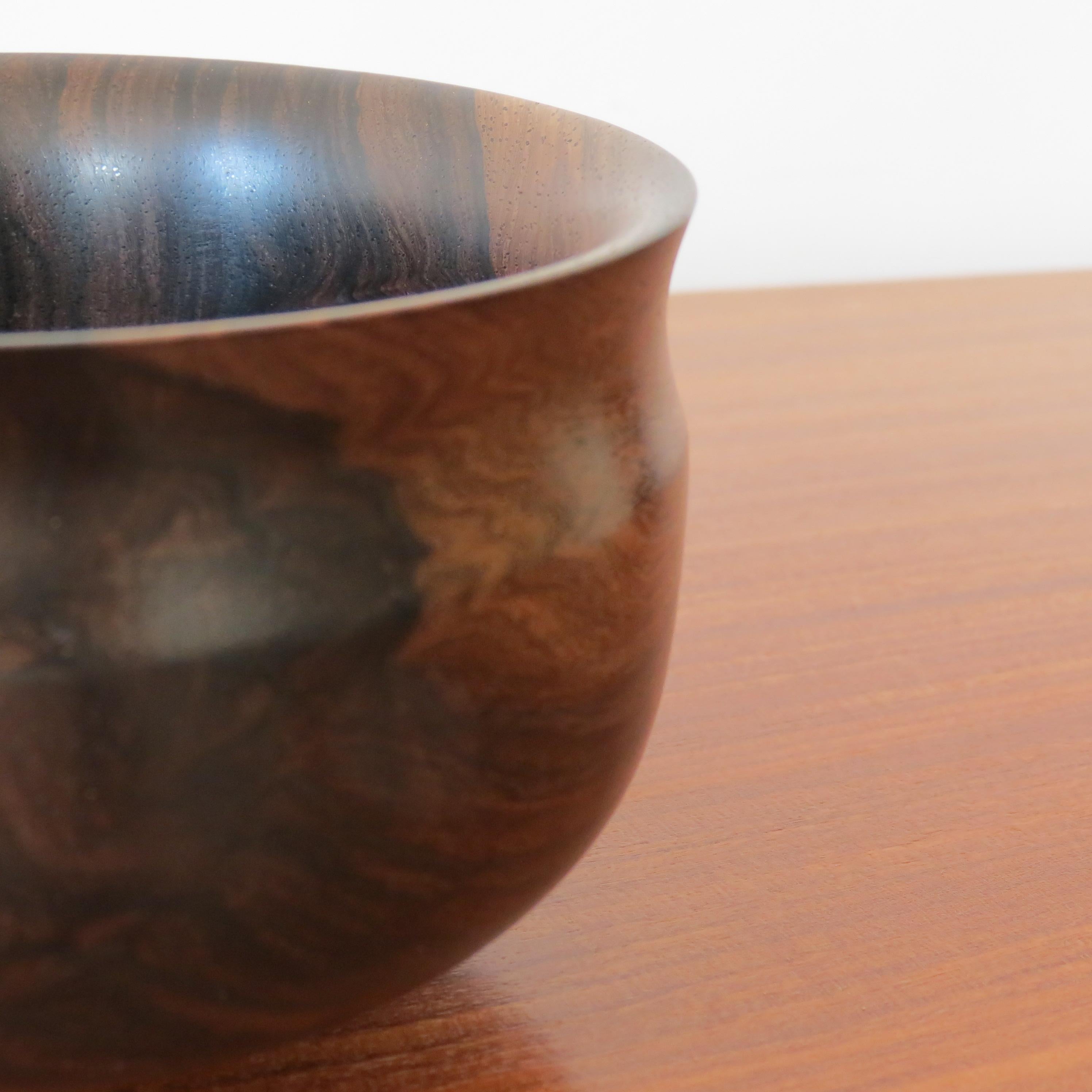 Mahogany Hand Turned Pot Bowl by David Ruse 1990s For Sale