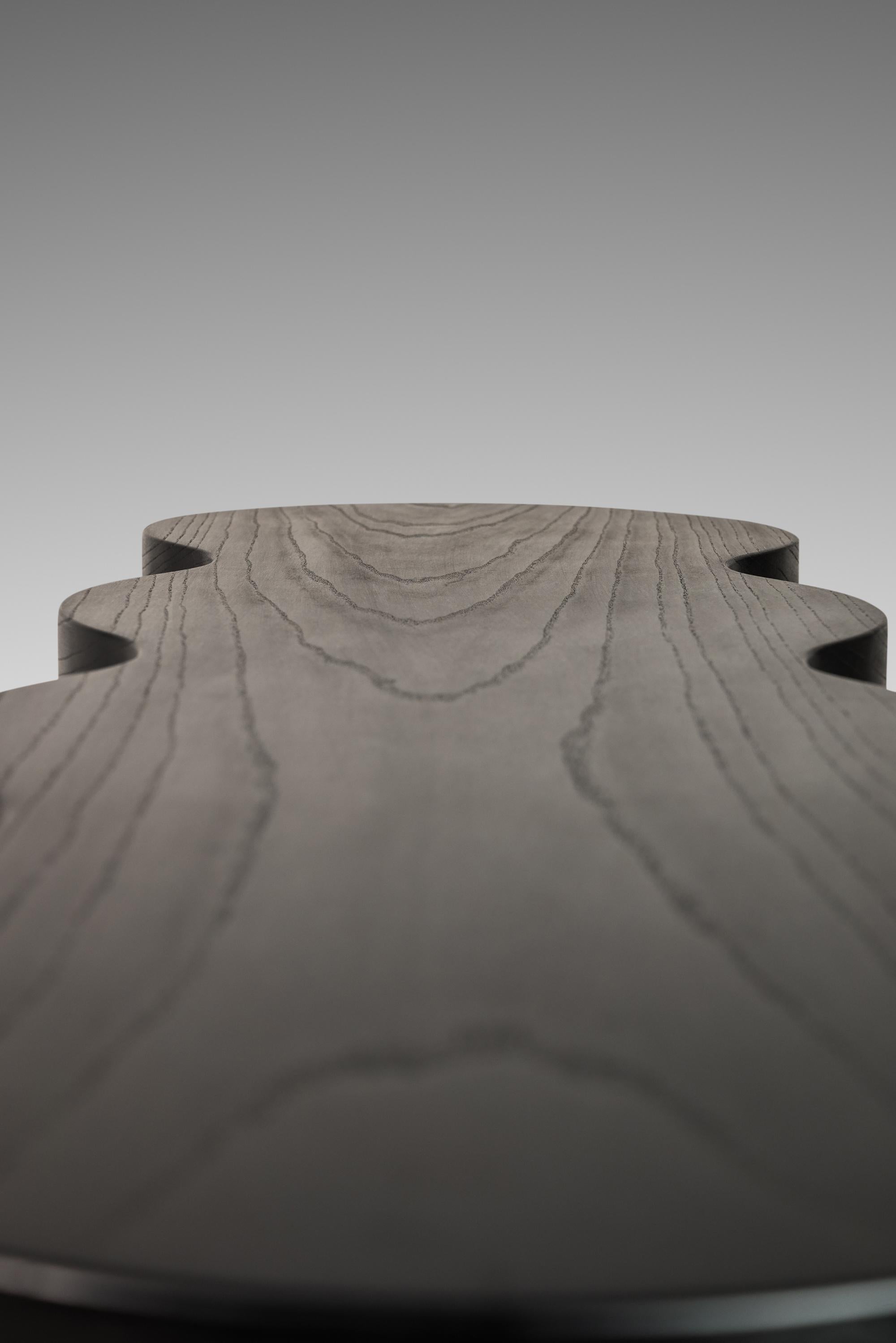 Hand-Turned Sculptural Bench in Solid Ebonized Ash by Mark Leblanc, c. 2000s For Sale 2