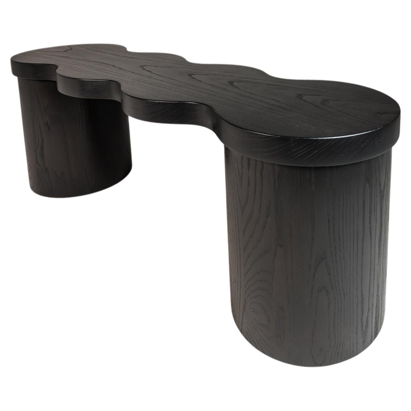 Hand-Turned Sculptural Bench in Solid Ebonized Ash by Mark Leblanc, c. 2000s For Sale