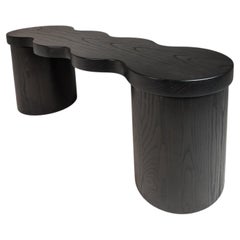 Used Hand-Turned Sculptural Bench in Solid Ebonized Ash by Mark Leblanc, c. 2000s