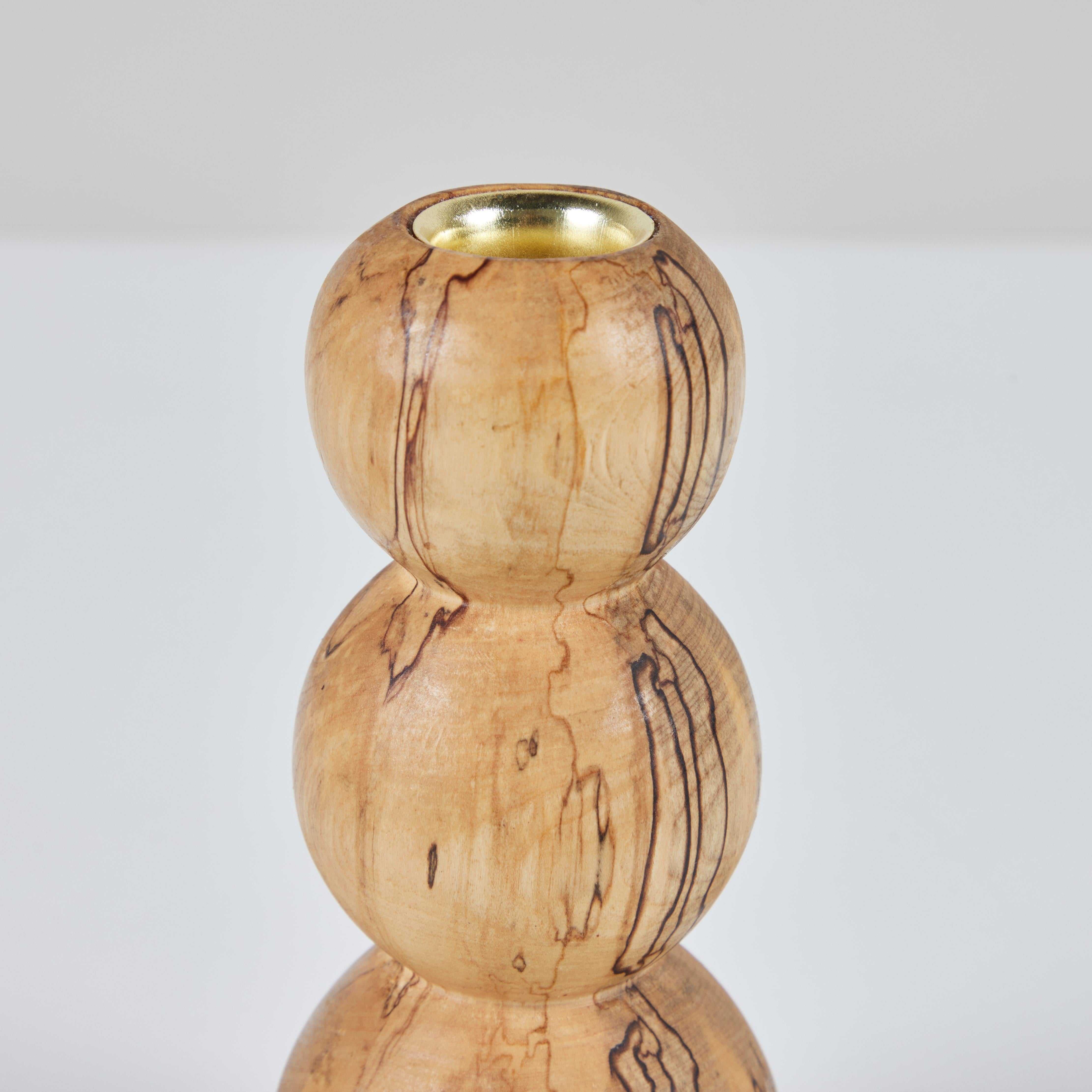 Hand Turned Spalted Birch Bubble Candlestick Holder by Evan Segota For Sale 3