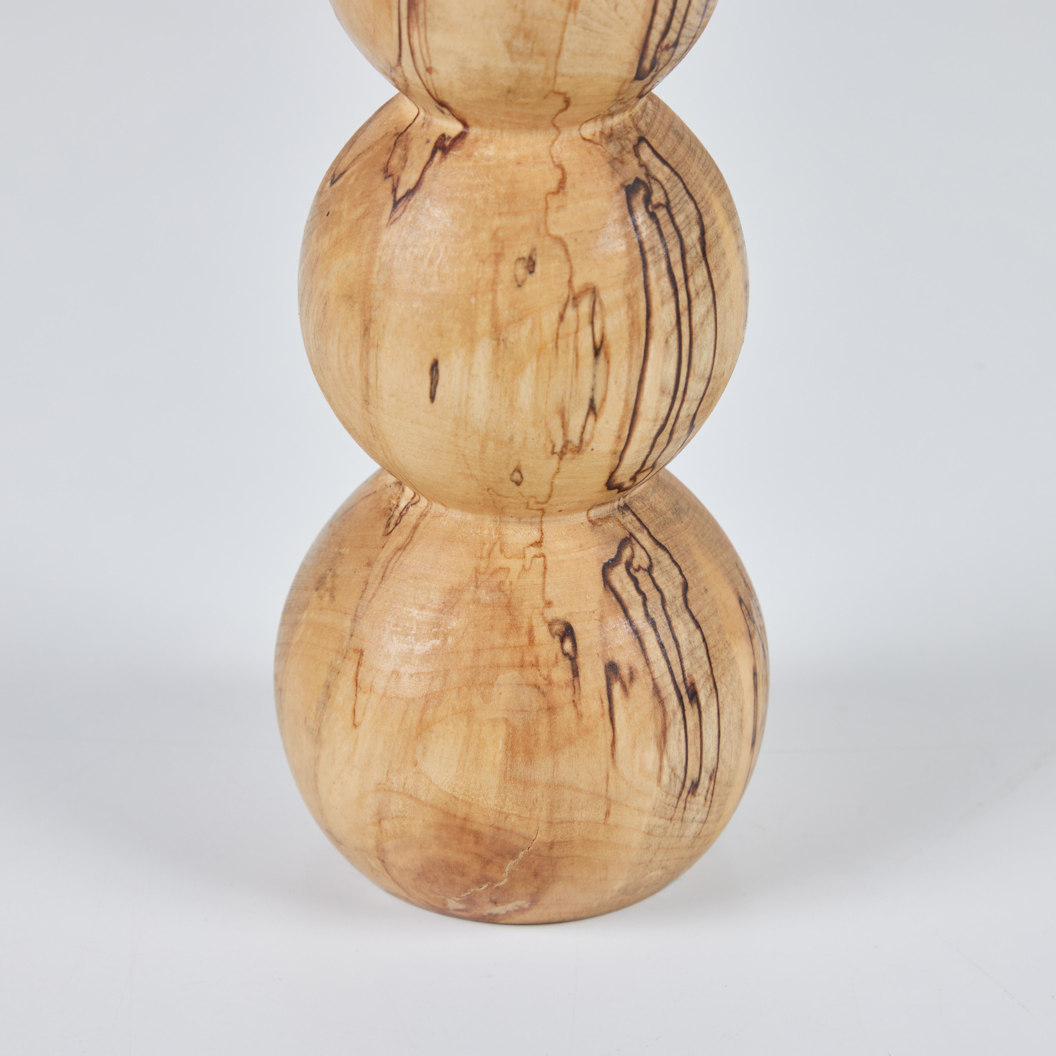 Hand Turned Spalted Birch Bubble Candlestick Holder by Evan Segota For Sale 4