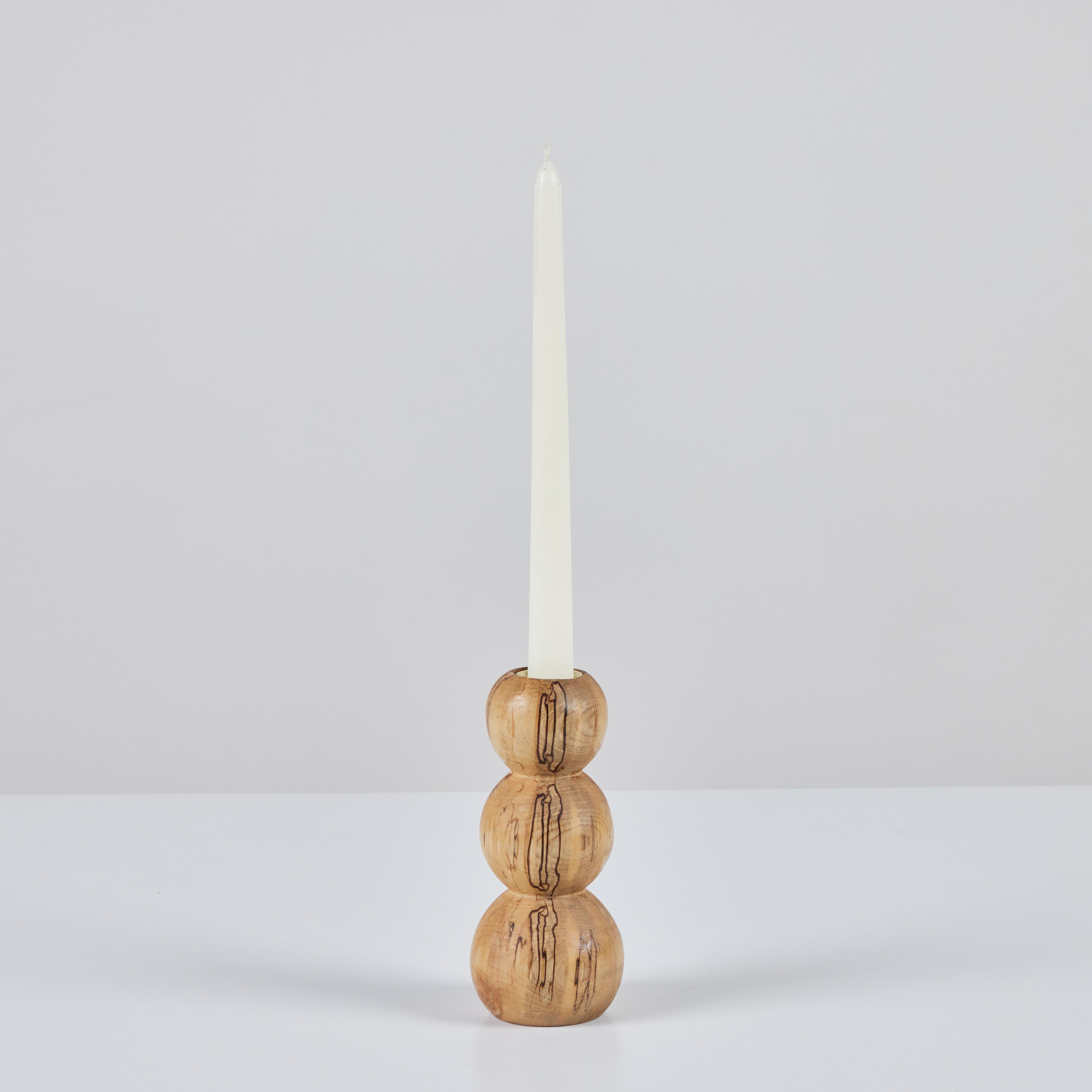 Hand Turned Spalted Birch Bubble Candlestick Holder by Evan Segota For Sale 5