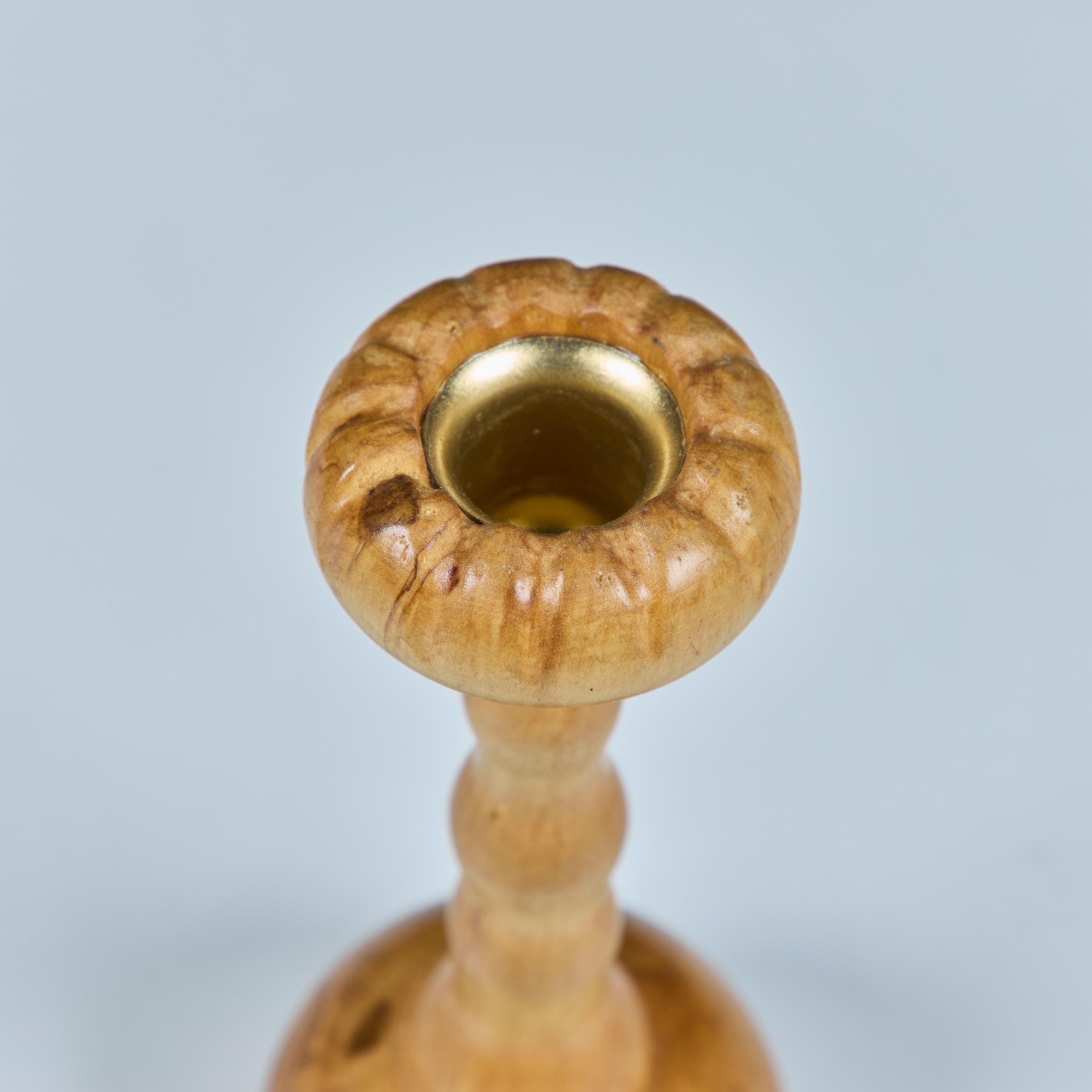 Hand Turned Spalted Birch Candlestick Holder by Evan Segota in vendita 2