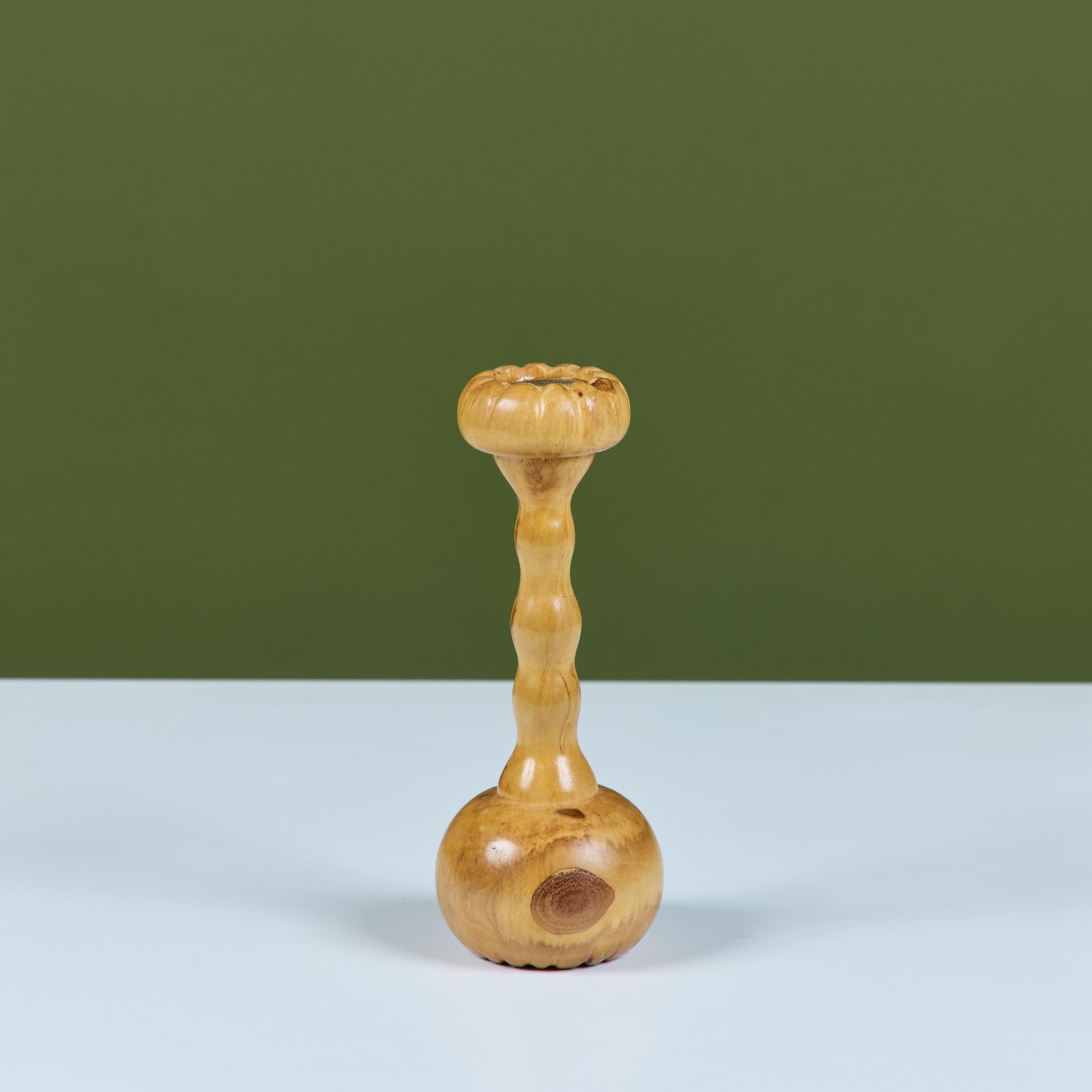Fatto a mano Hand Turned Spalted Birch Candlestick Holder by Evan Segota in vendita