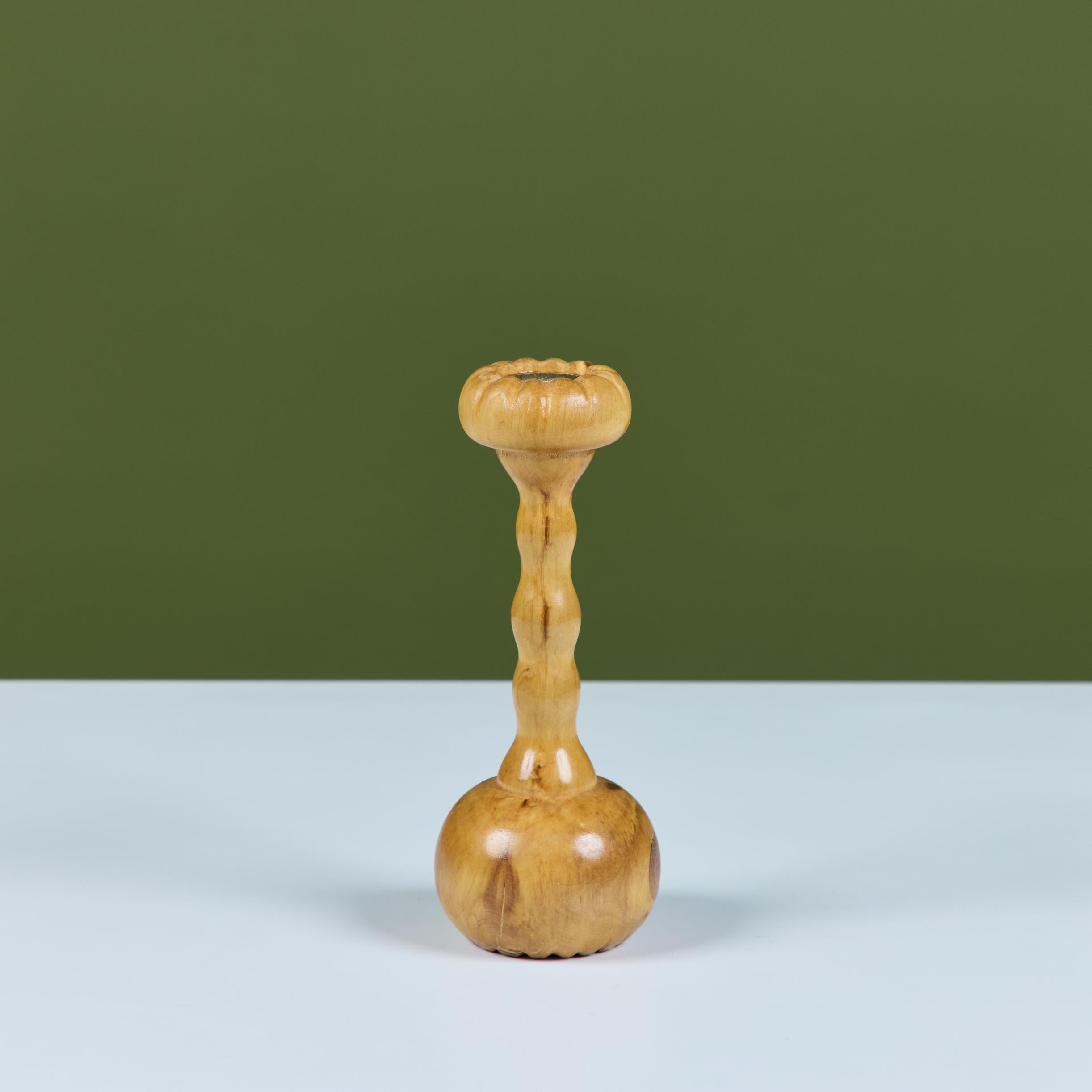 Hand Turned Spalted Birch Candlestick Holder by Evan Segota In condizioni ottime in vendita a Los Angeles, CA