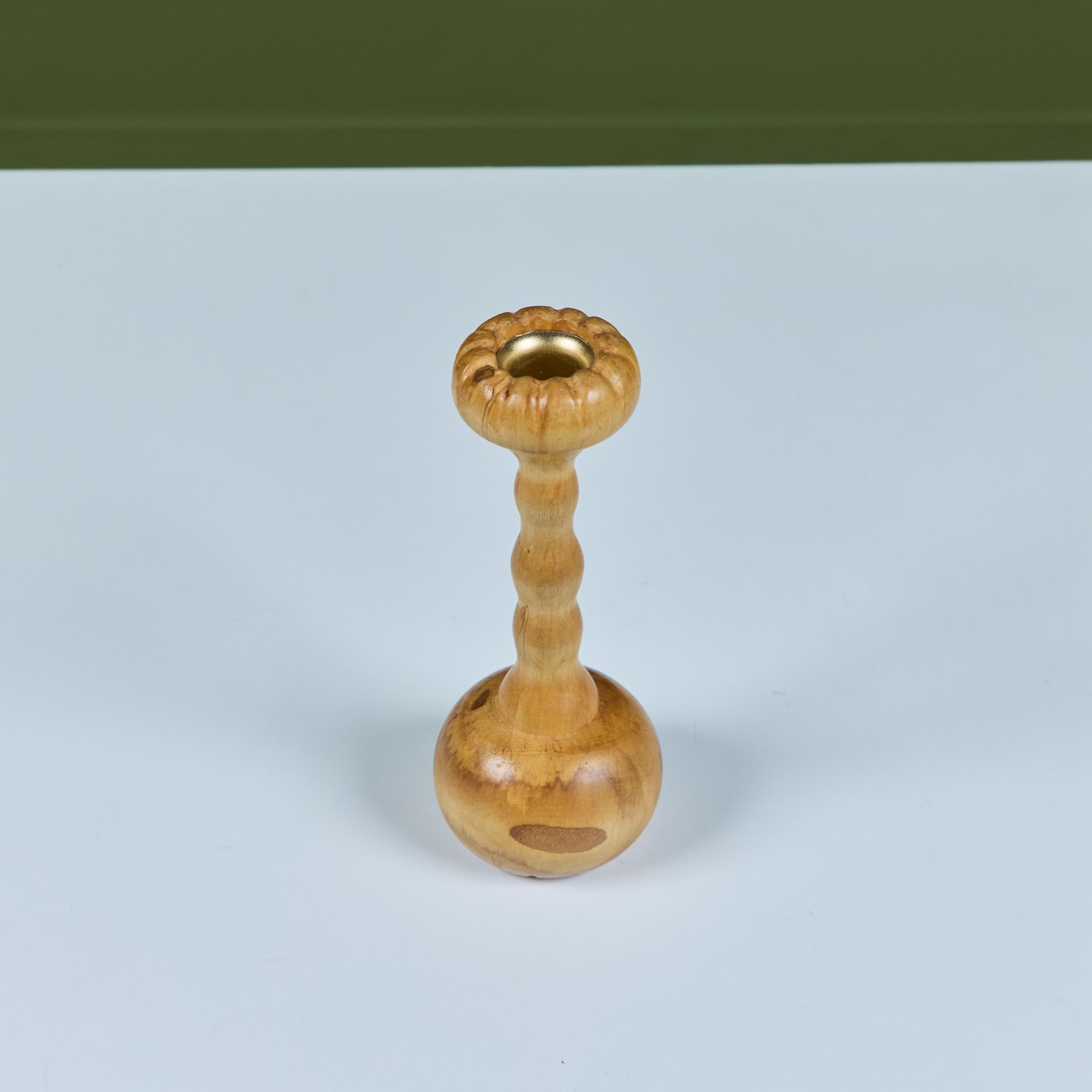 Hand Turned Spalted Birch Candlestick Holder by Evan Segota in vendita 1