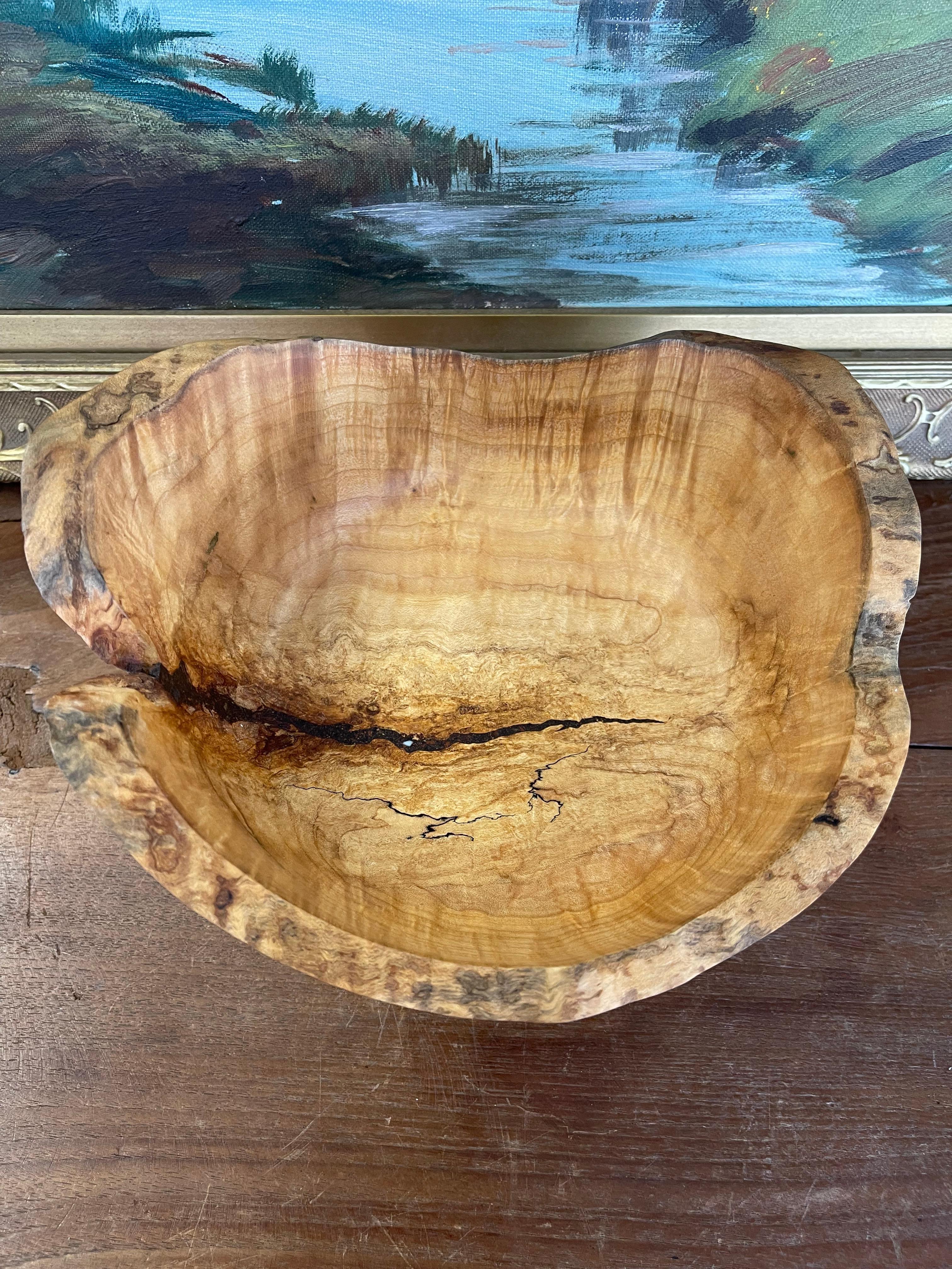 Fin du 20e siècle Bol à piédestal en érable à sucre spalté tourné à la main, Wisconsin Artisan, 2018 en vente