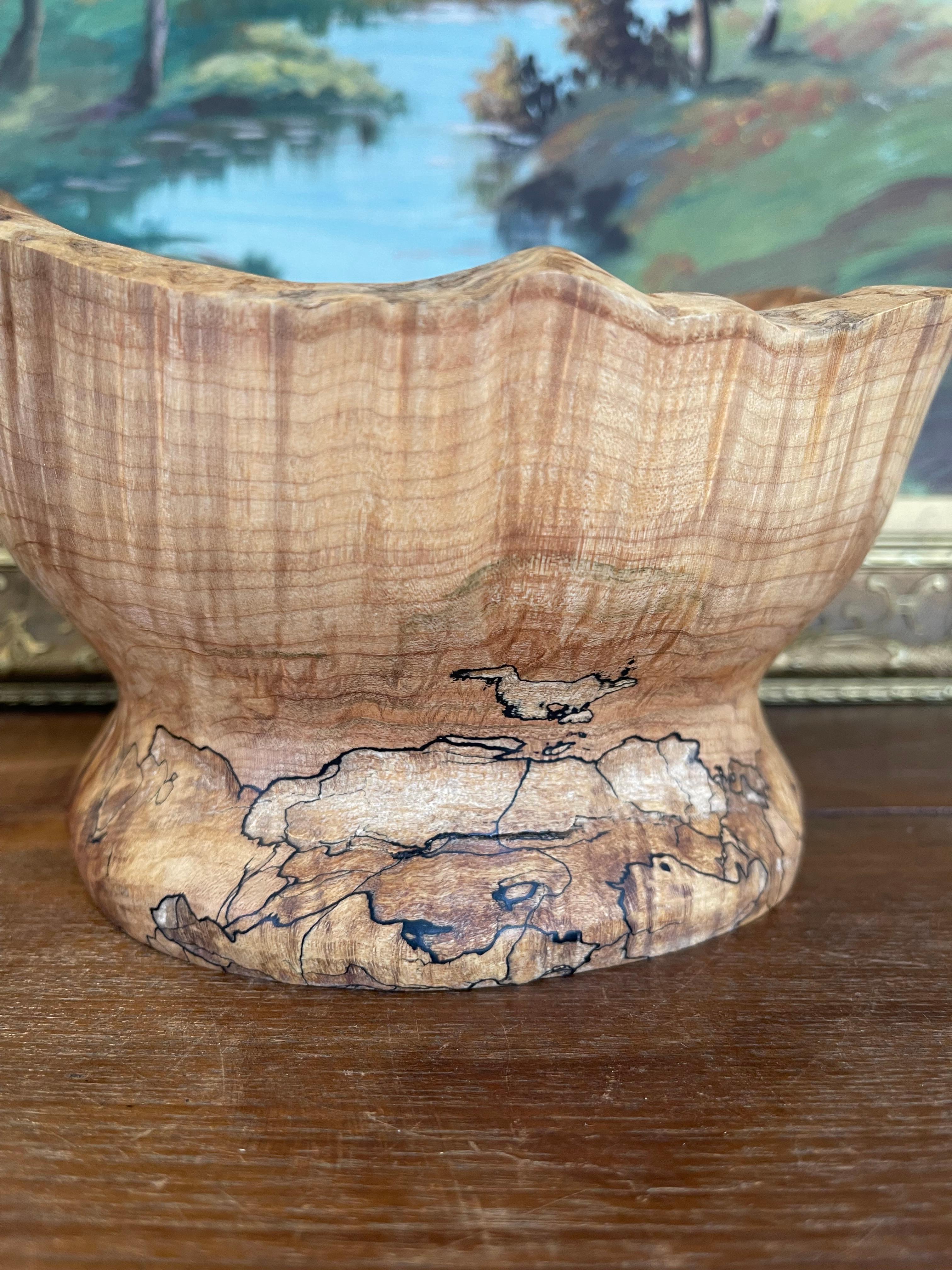Bol à piédestal en érable à sucre spalté tourné à la main, Wisconsin Artisan, 2018 en vente 1