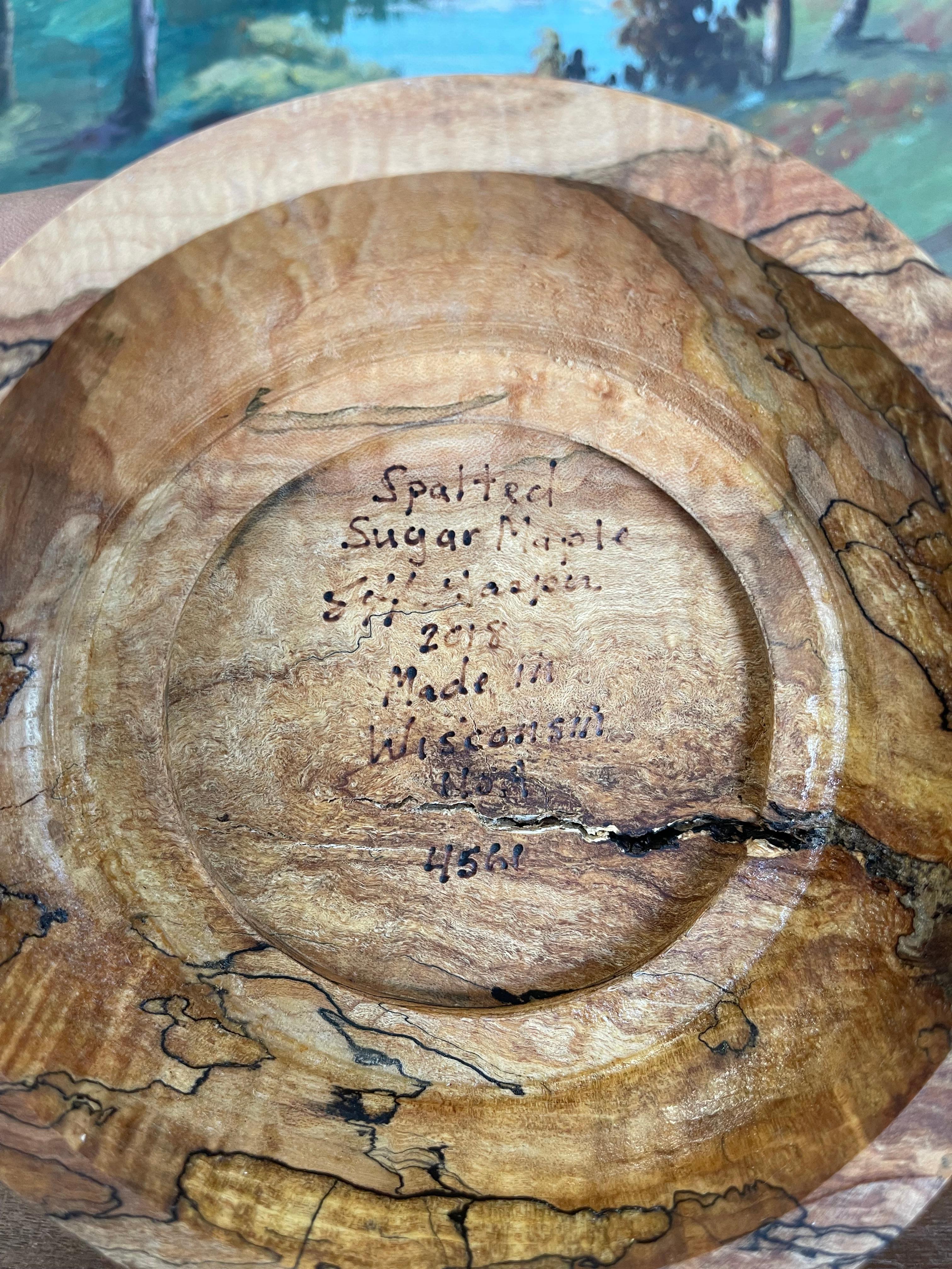 Bol à piédestal en érable à sucre spalté tourné à la main, Wisconsin Artisan, 2018 en vente 3