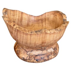Hand-Turned Spalted Sugar Maple Pedestal Bowl, Wisconsin Artisan, 2018