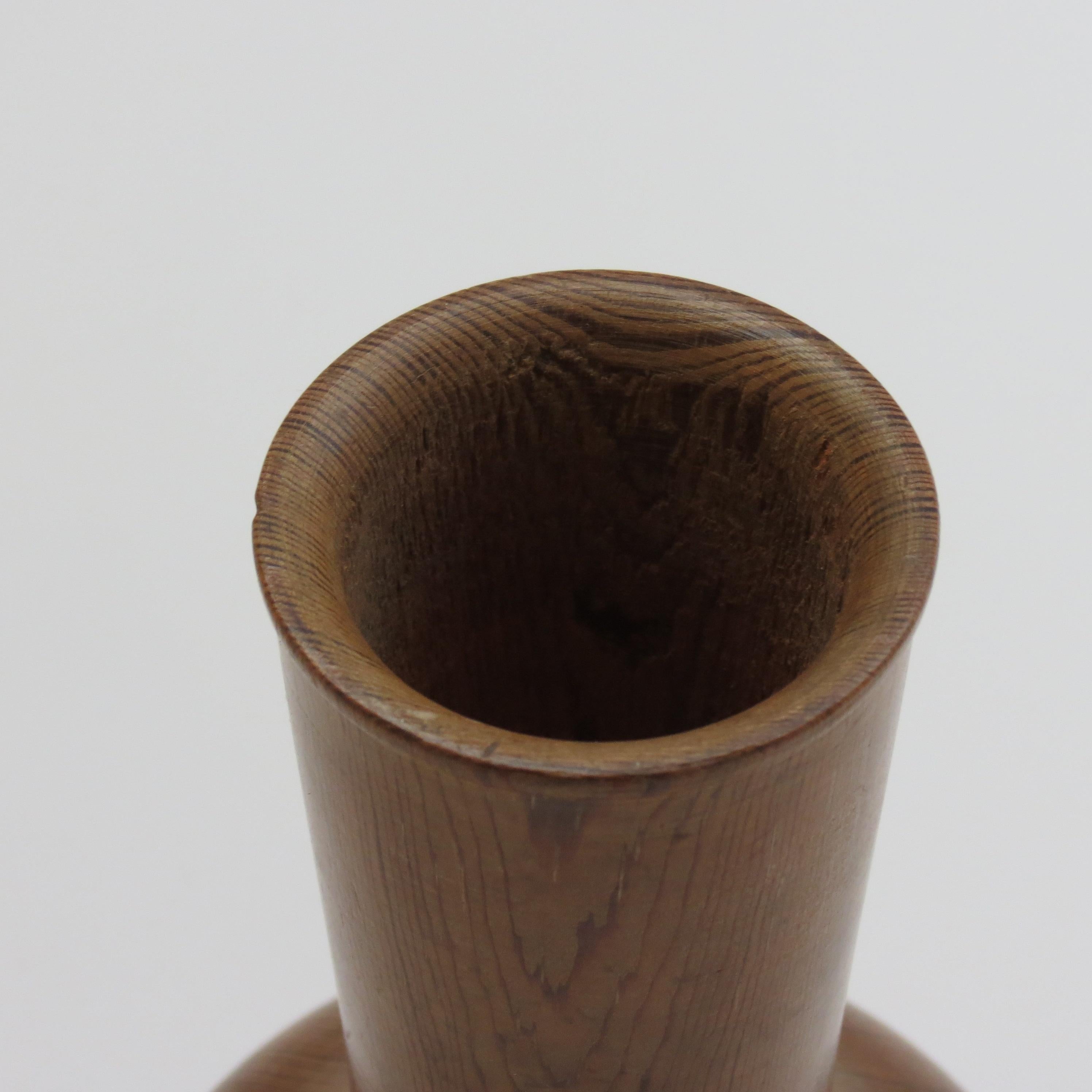 Hand Turned Vintage Pine Vase Sculpture For Sale 4