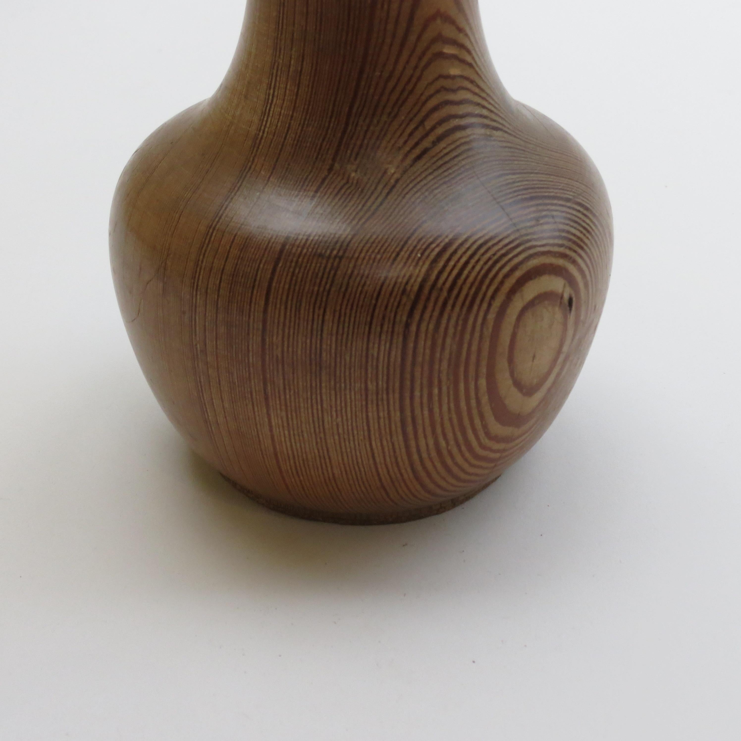 Hand Turned Vintage Pine Vase Sculpture For Sale 6
