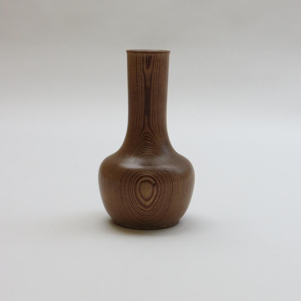 Hand-Crafted Hand Turned Vintage Pine Vase Sculpture For Sale