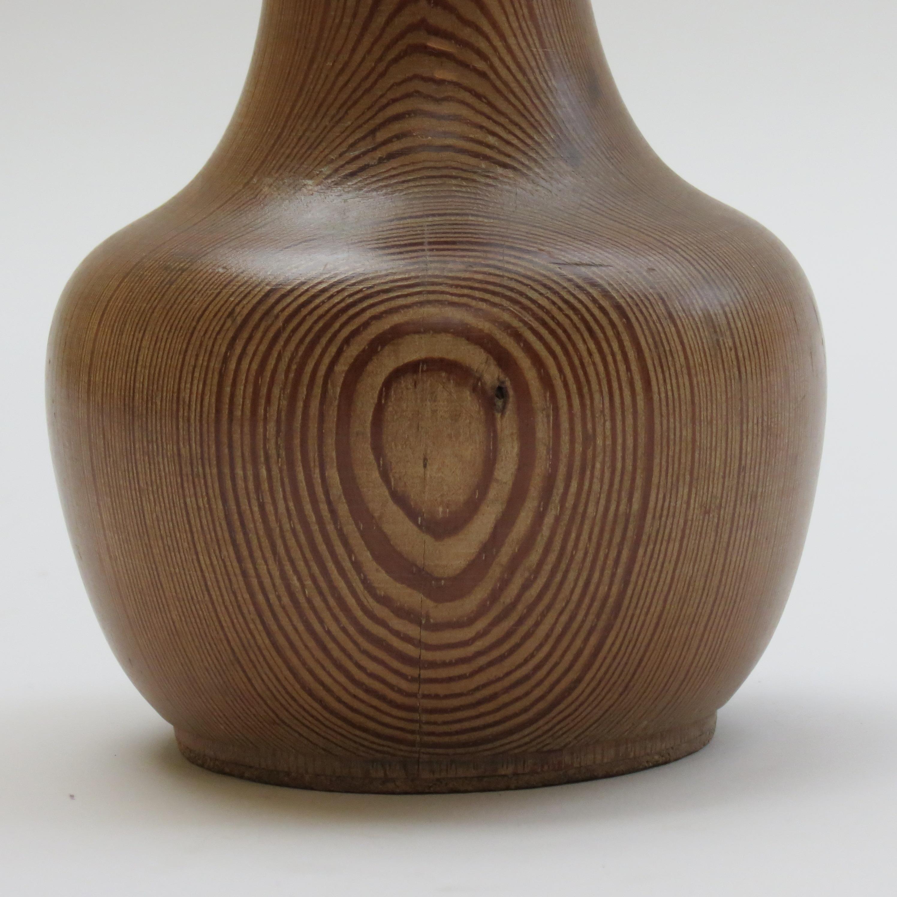 20th Century Hand Turned Vintage Pine Vase Sculpture For Sale
