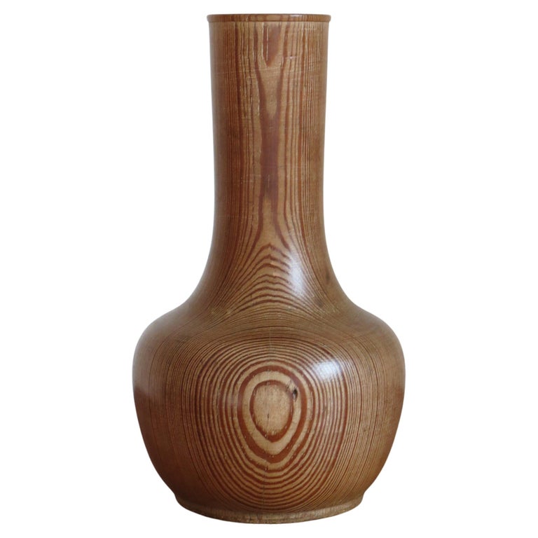 Hand Turned Vintage Pine Vase Sculpture For Sale at 1stDibs