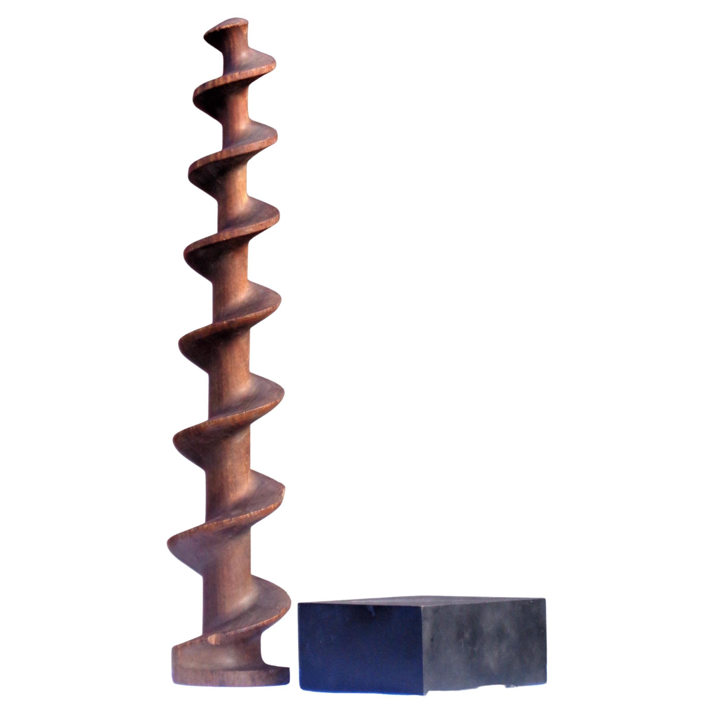 20th Century Hand Turned Wood Auger Sculpture, Circa 1930 For Sale