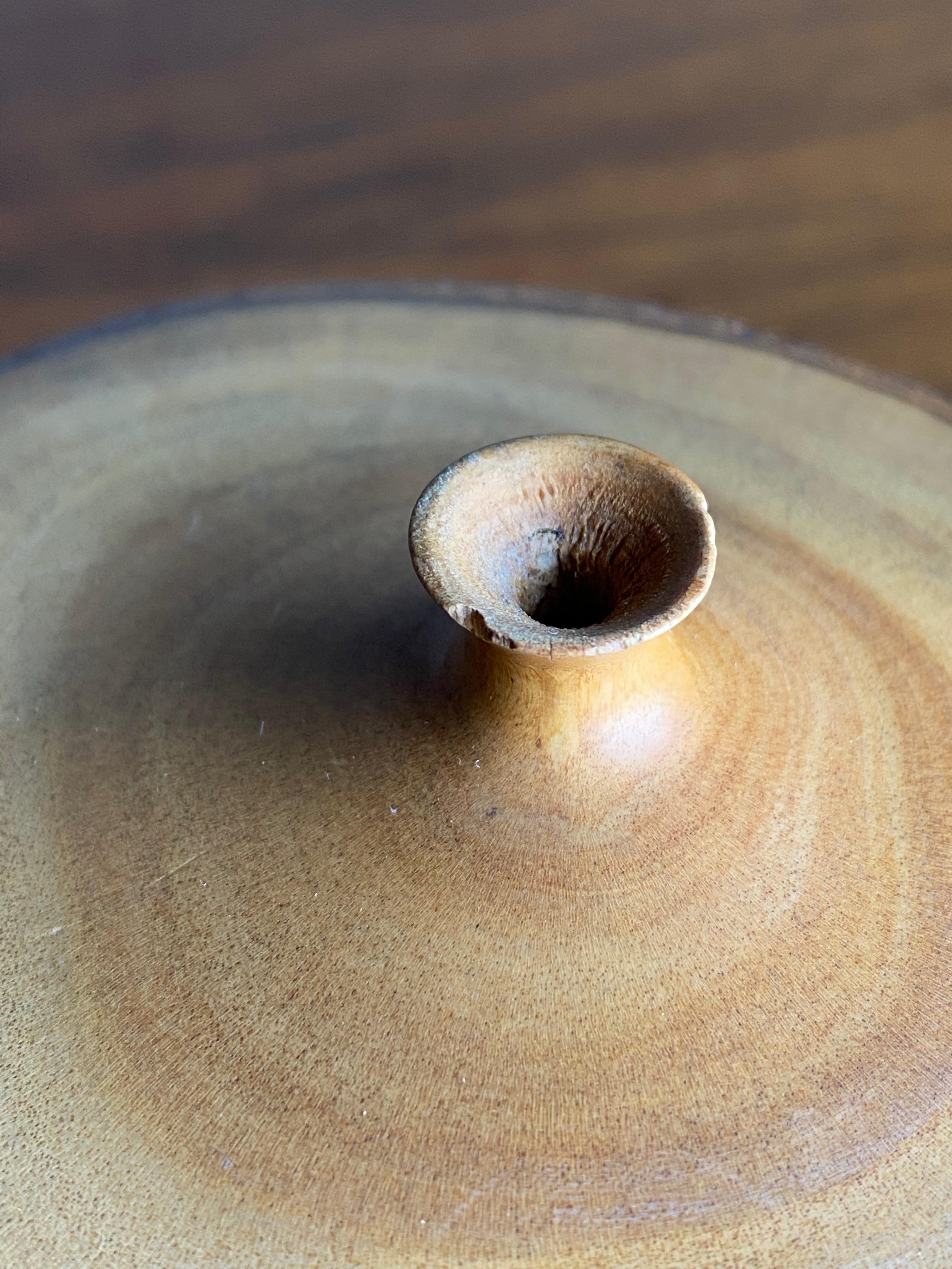 Late 20th Century Hand Turned Wooden Bud Vase For Sale