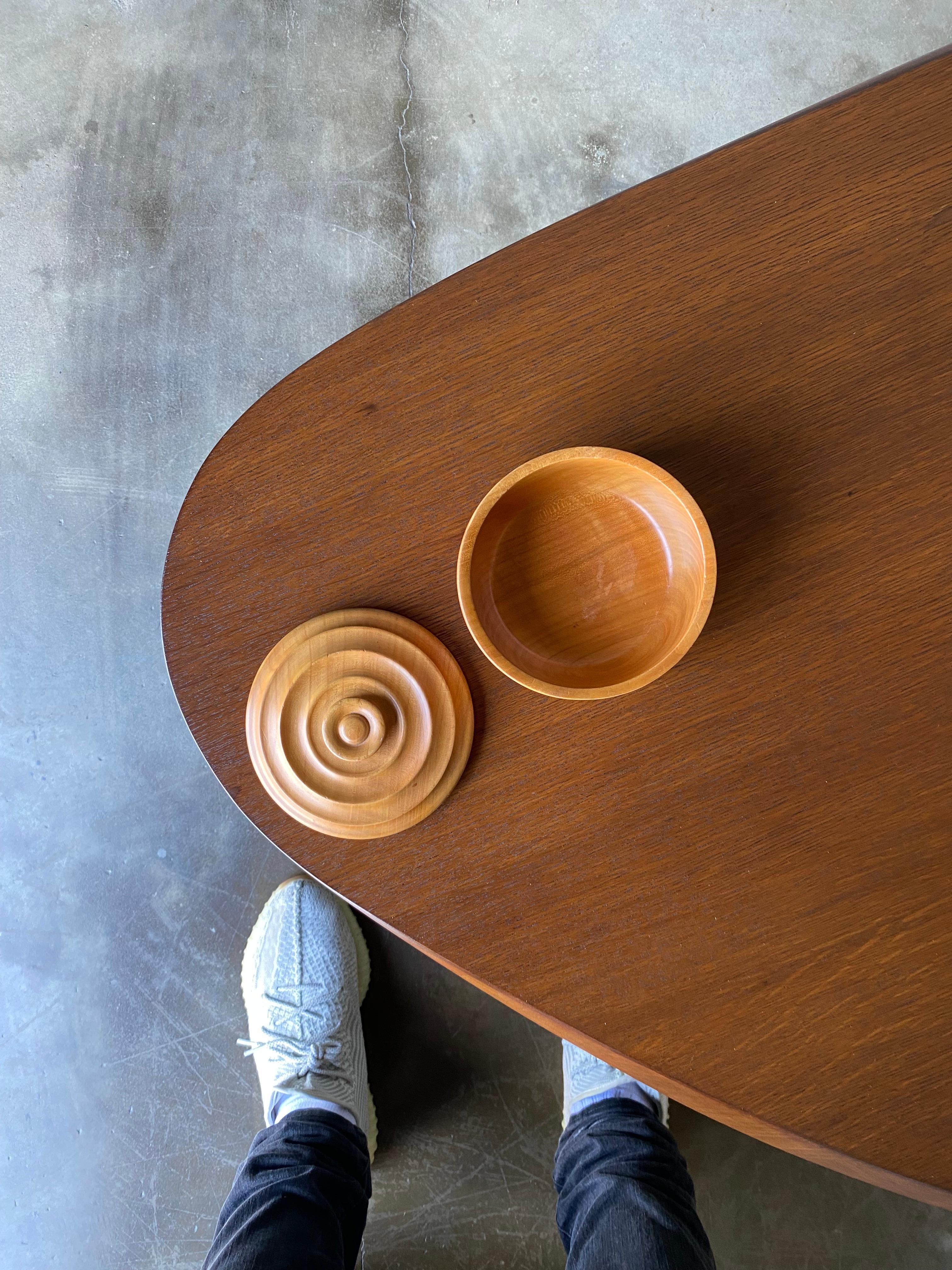 Hand Turned Wooden Lidded Bowl, Circa 1980s 3