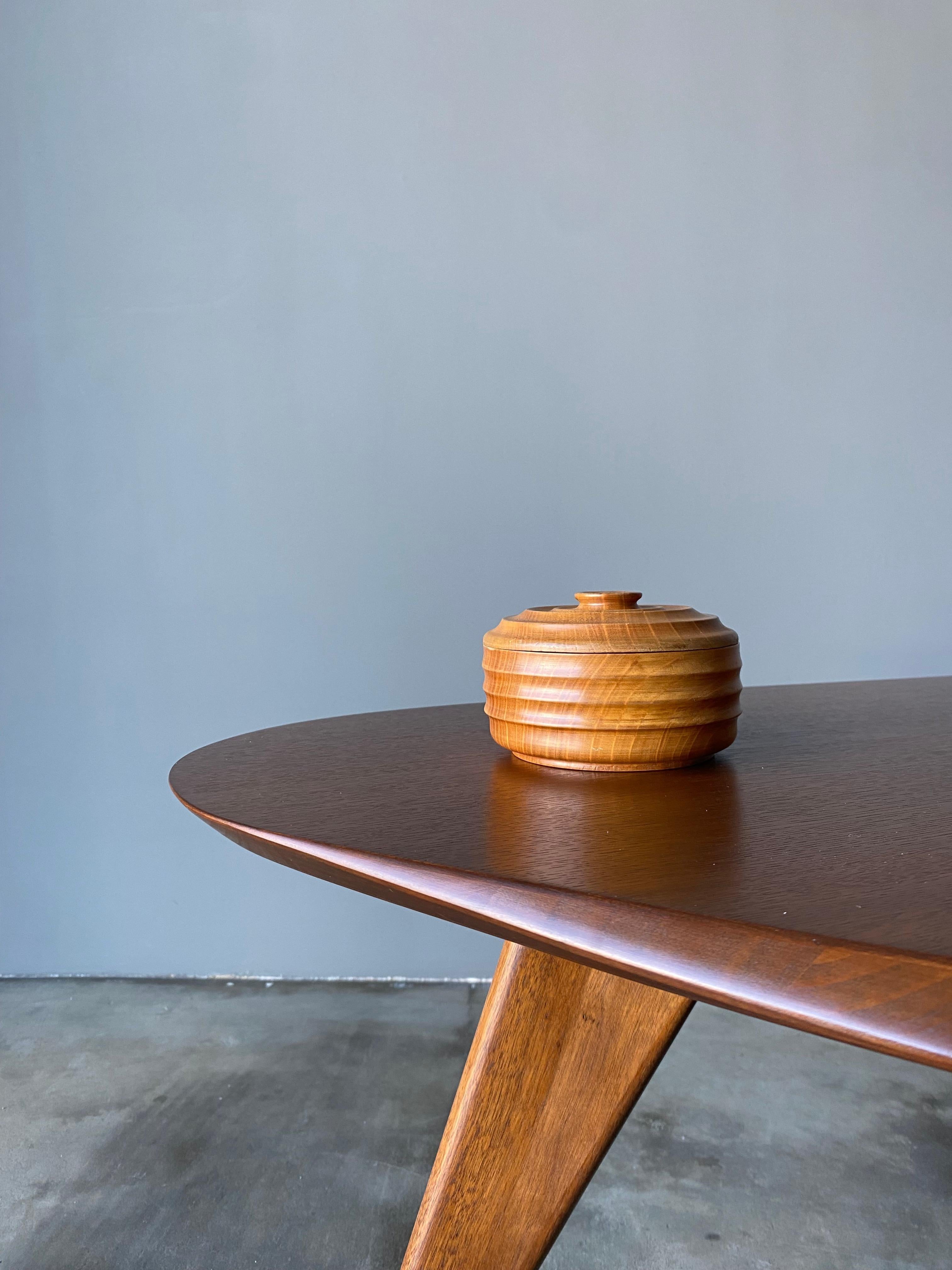 Hand Turned Wooden Lidded Bowl, Circa 1980s 7