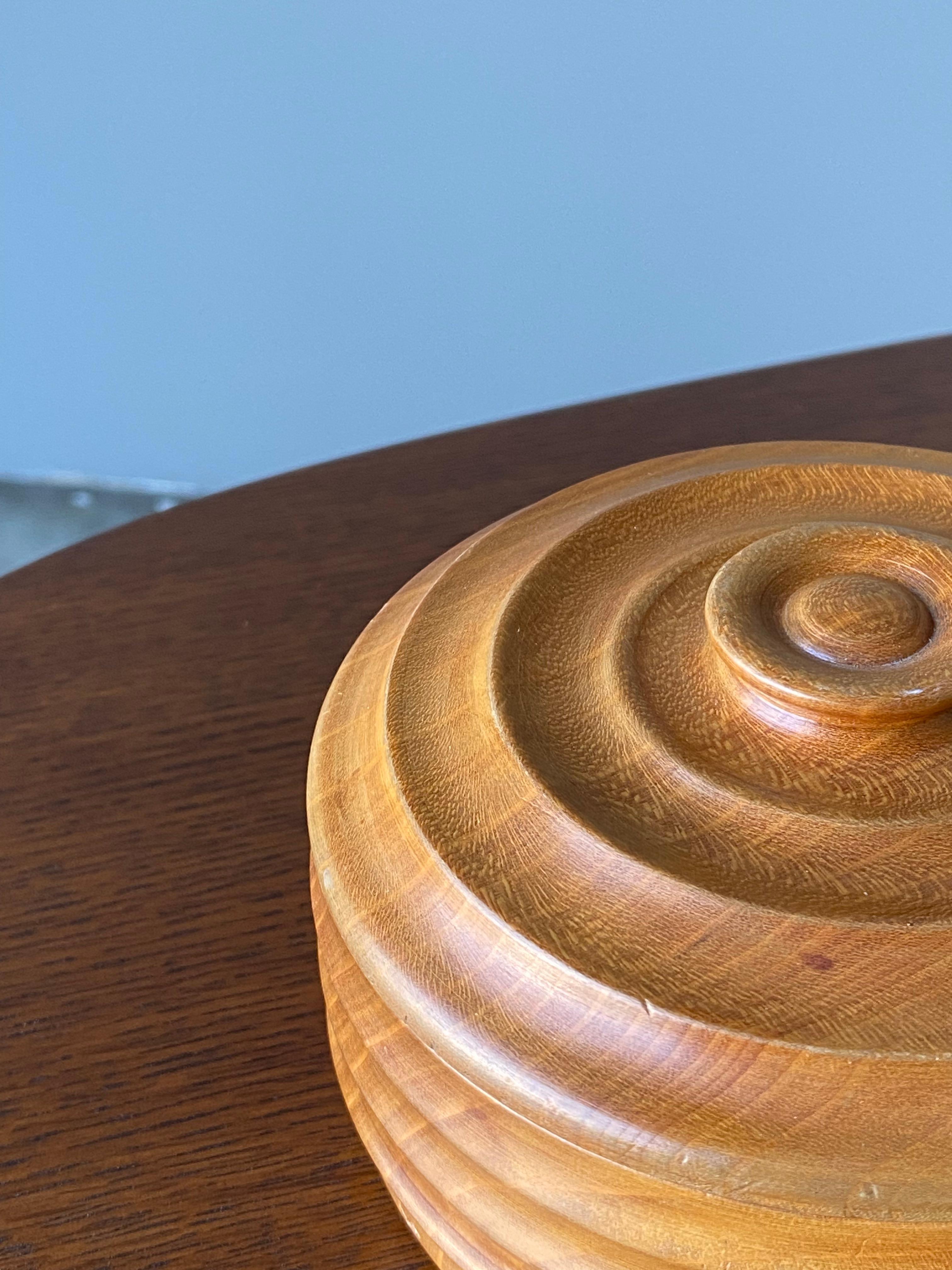Late 20th Century Hand Turned Wooden Lidded Bowl, Circa 1980s