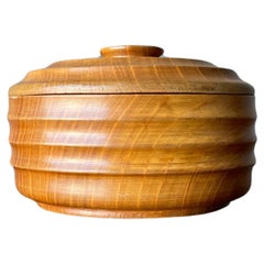 Hand Turned Wooden Lidded Bowl, Circa 1980s