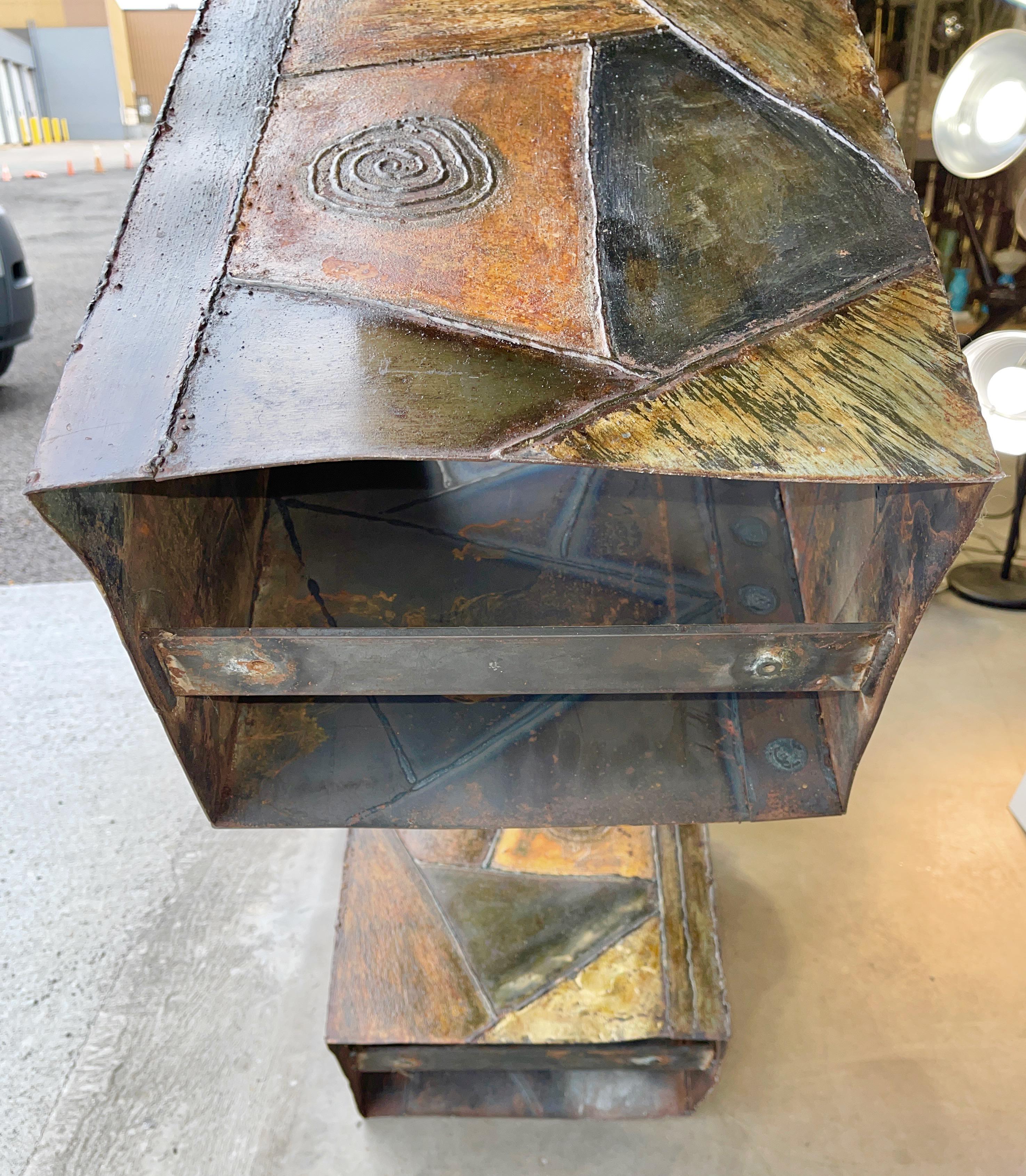 Hand-Welded Cubes Cocktail Table with Slate Top After Paul Evans For Sale 12