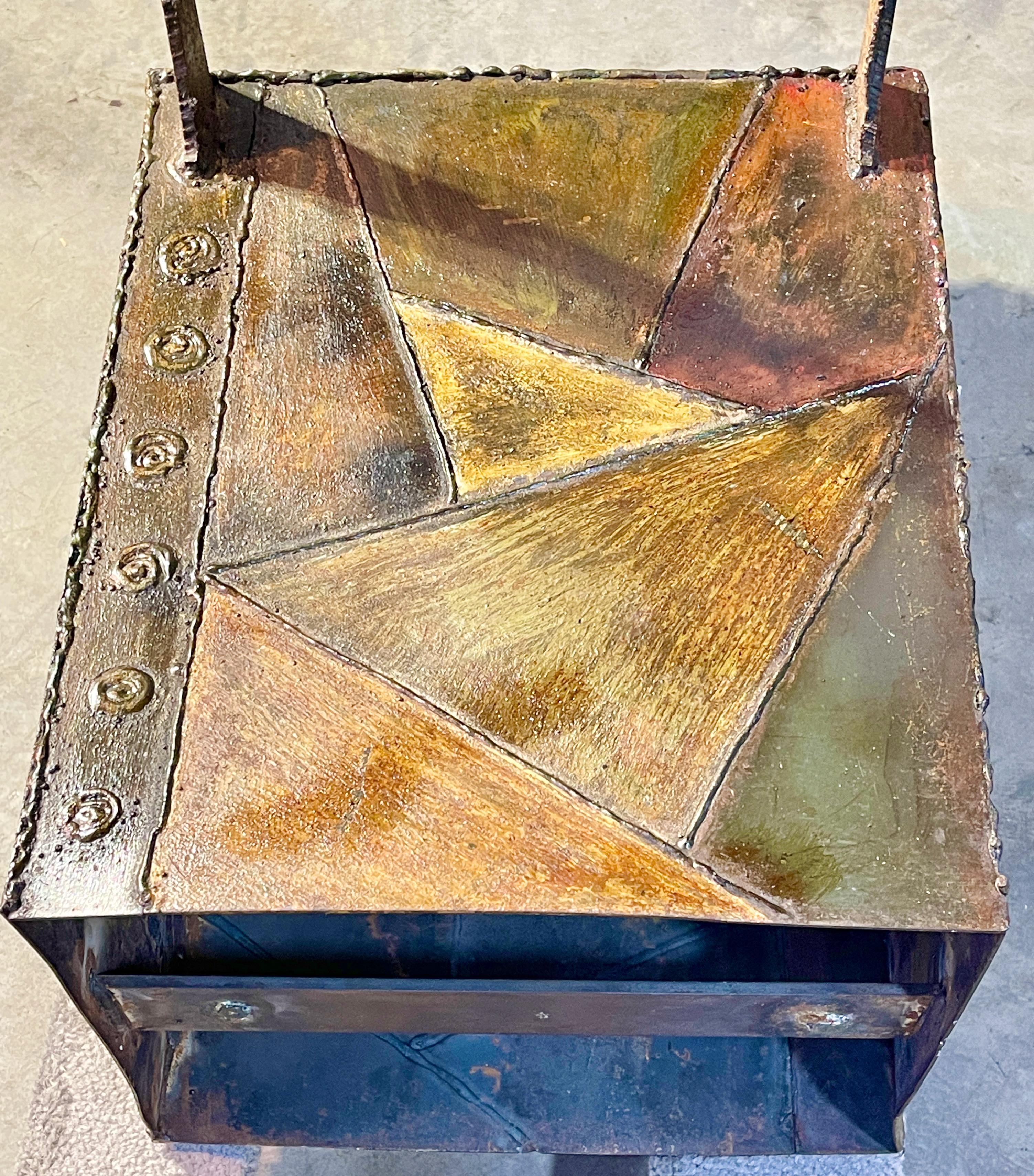 Hand-Welded Cubes Cocktail Table with Slate Top After Paul Evans For Sale 13